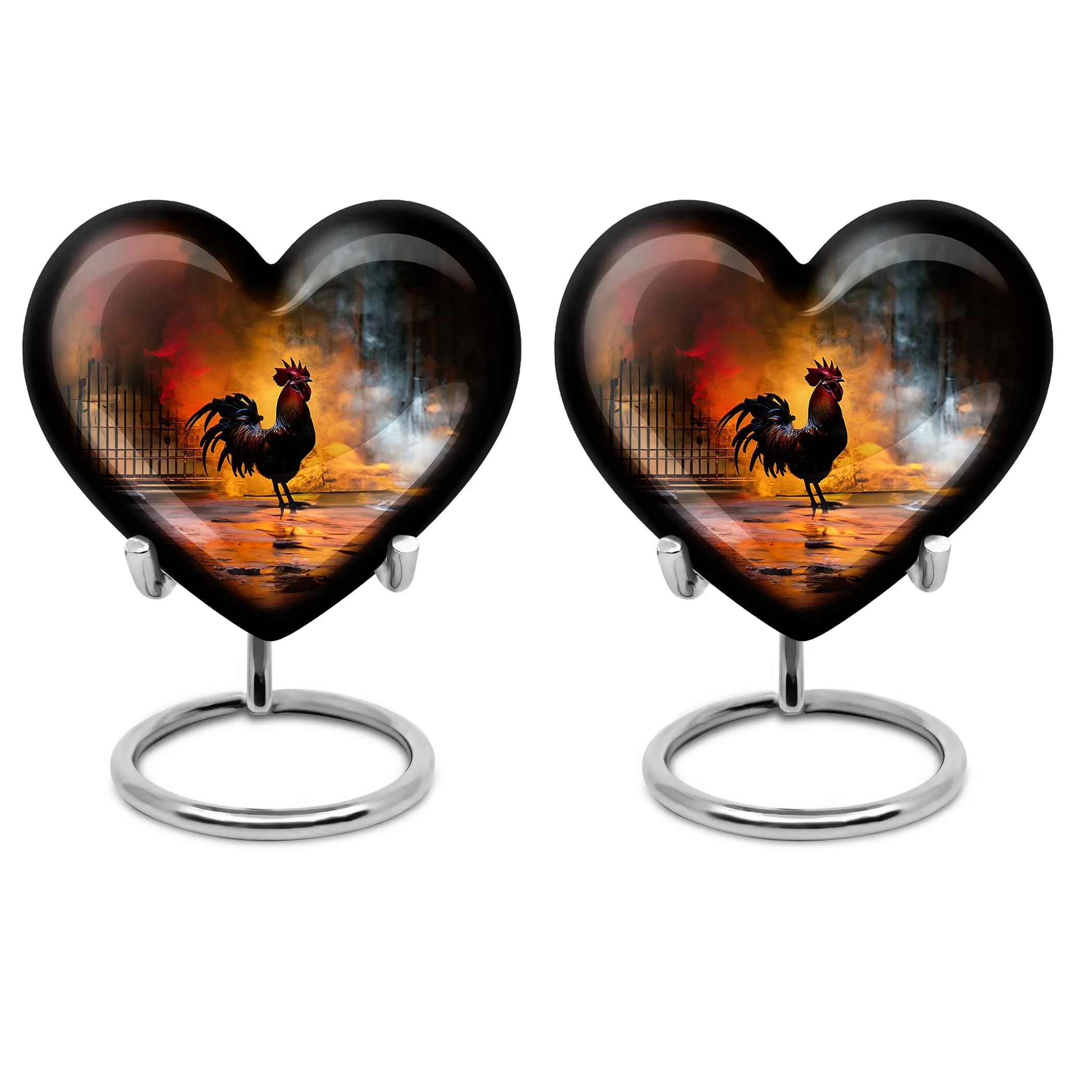 Stately Heart Embrace: 10 Inch Large Chicken Urn for Funeral Burial
