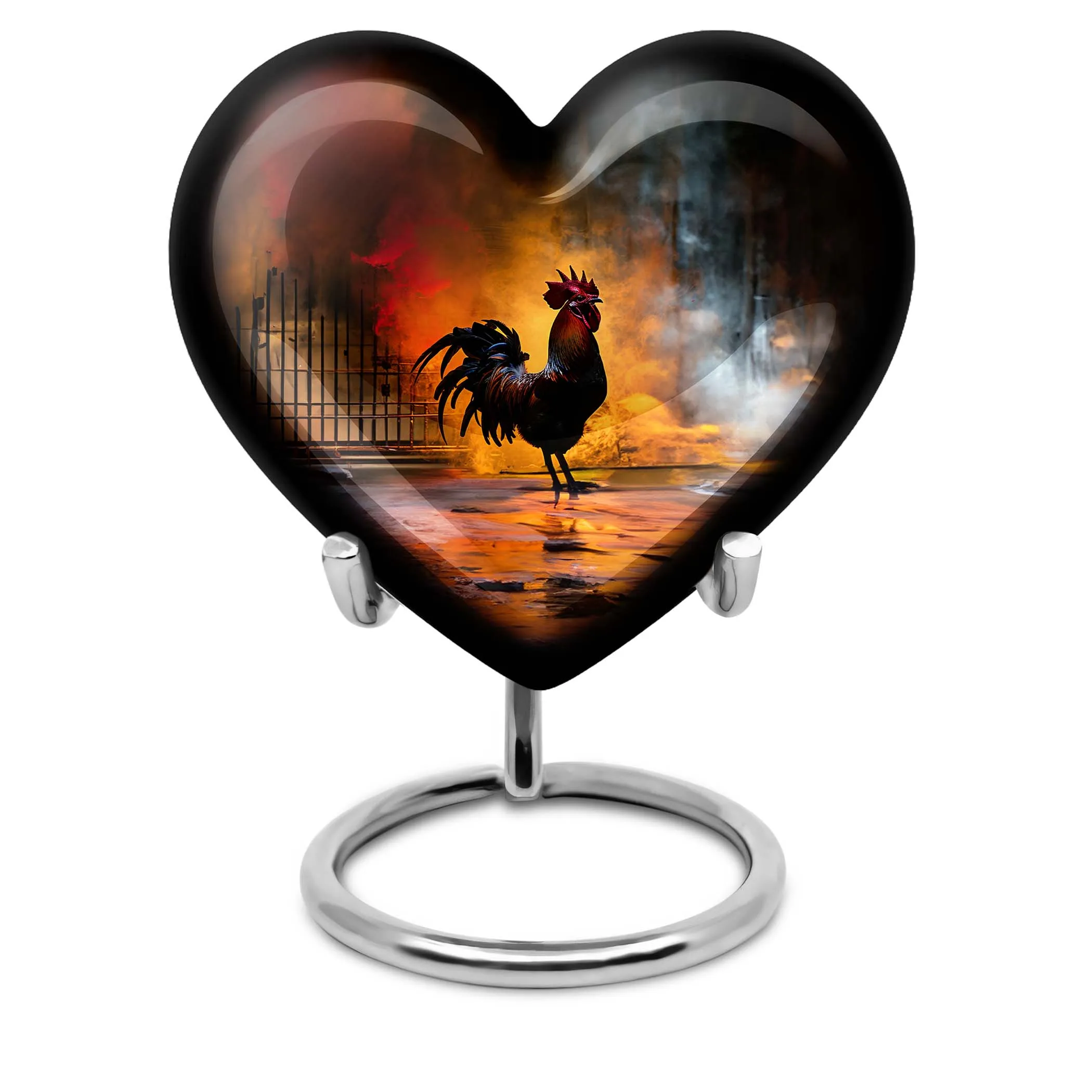 Stately Heart Embrace: 10 Inch Large Chicken Urn for Funeral Burial