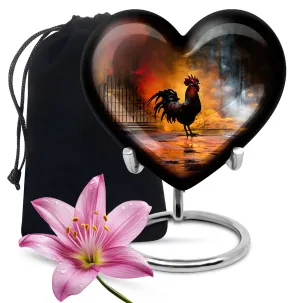 Stately Heart Embrace: 10 Inch Large Chicken Urn for Funeral Burial