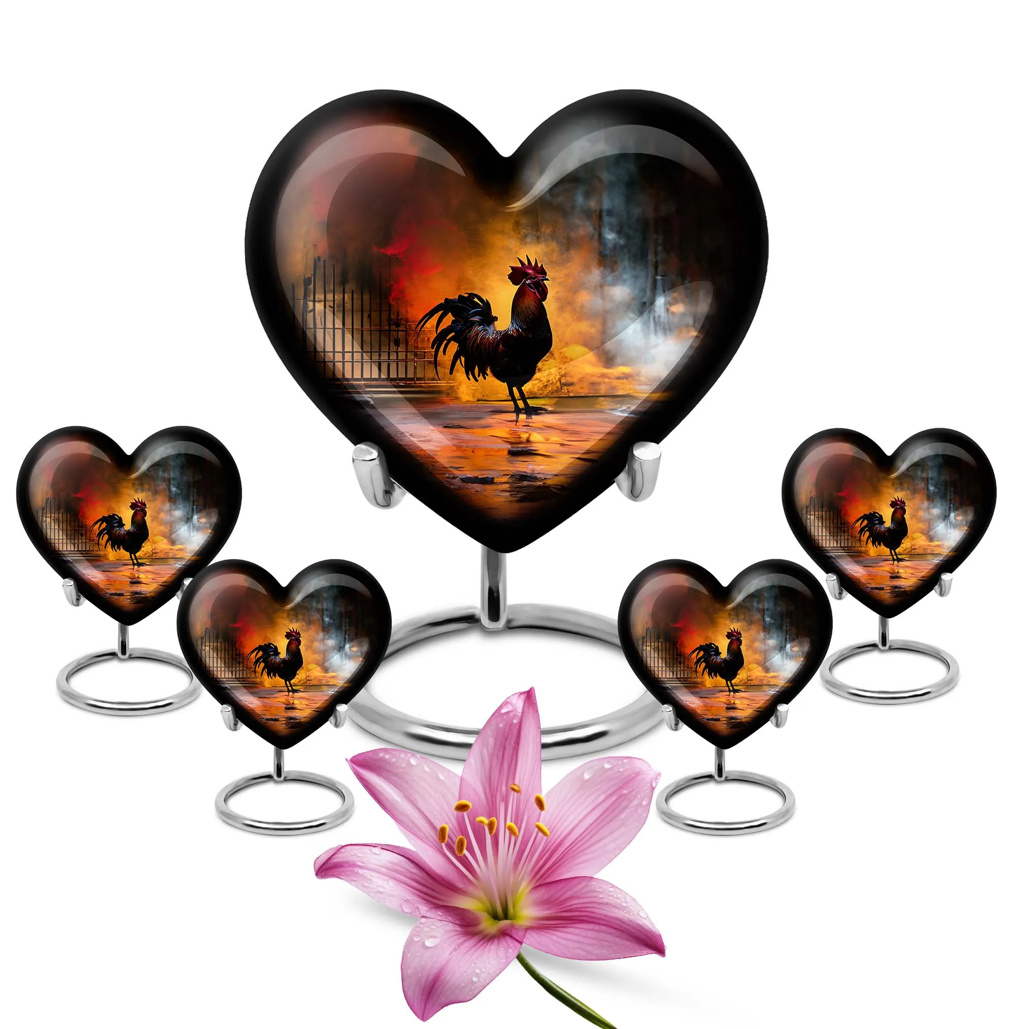 Stately Heart Embrace: 10 Inch Large Chicken Urn for Funeral Burial
