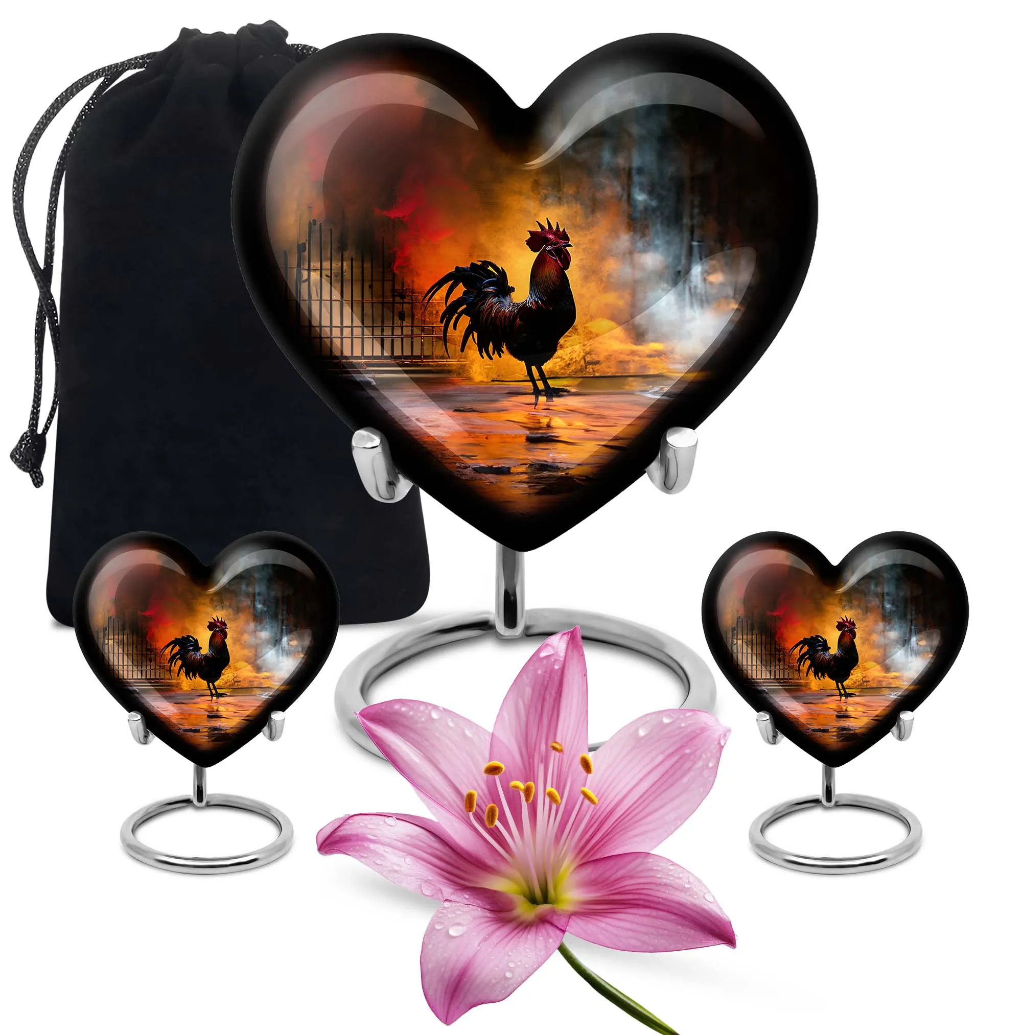 Stately Heart Embrace: 10 Inch Large Chicken Urn for Funeral Burial