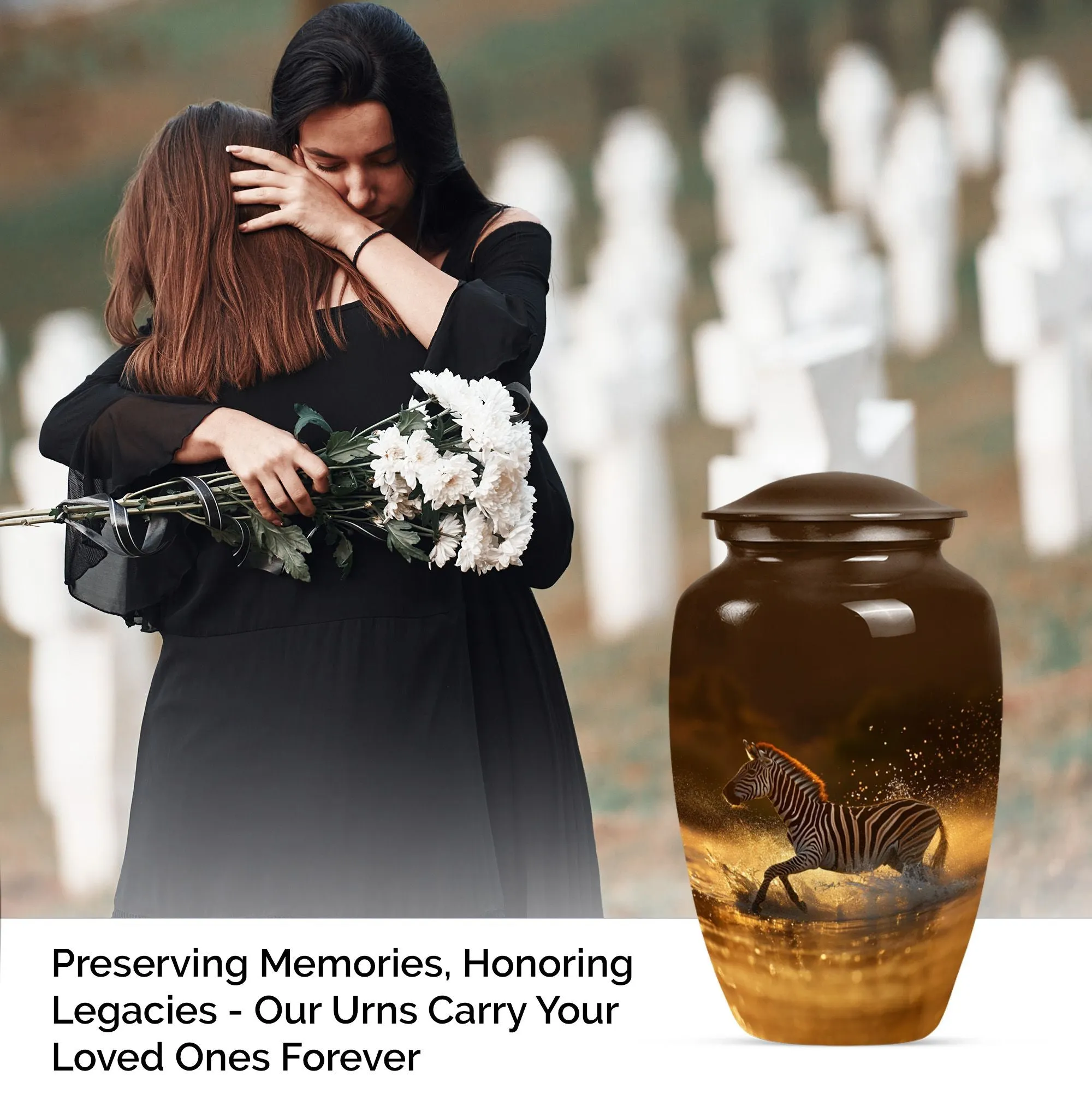 Sublime Zebra Urn - Funeral Cremation Sanctuary For Women