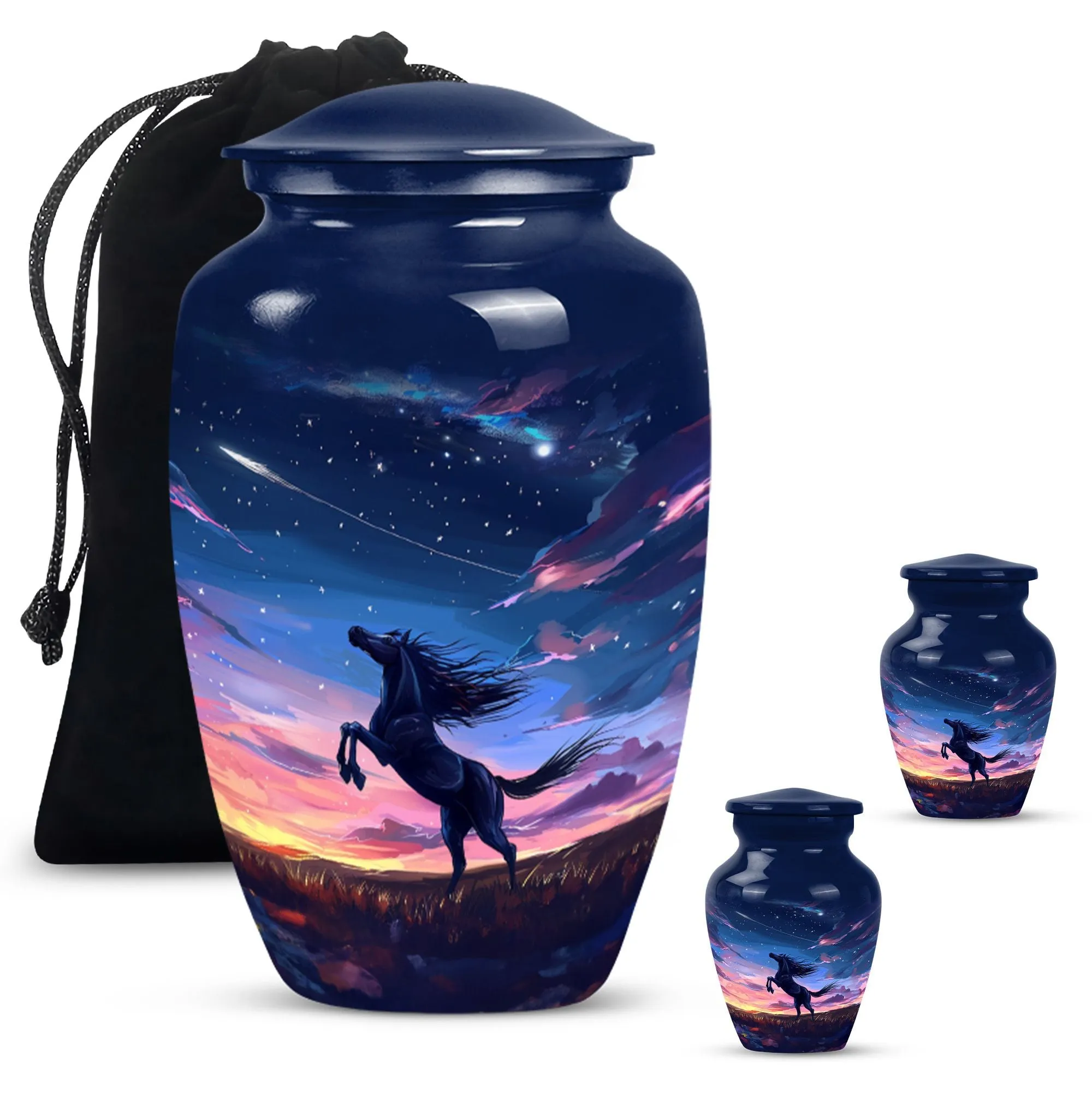 Symbolic Farewell: Horse-Themed Aluminium Memorial Urn