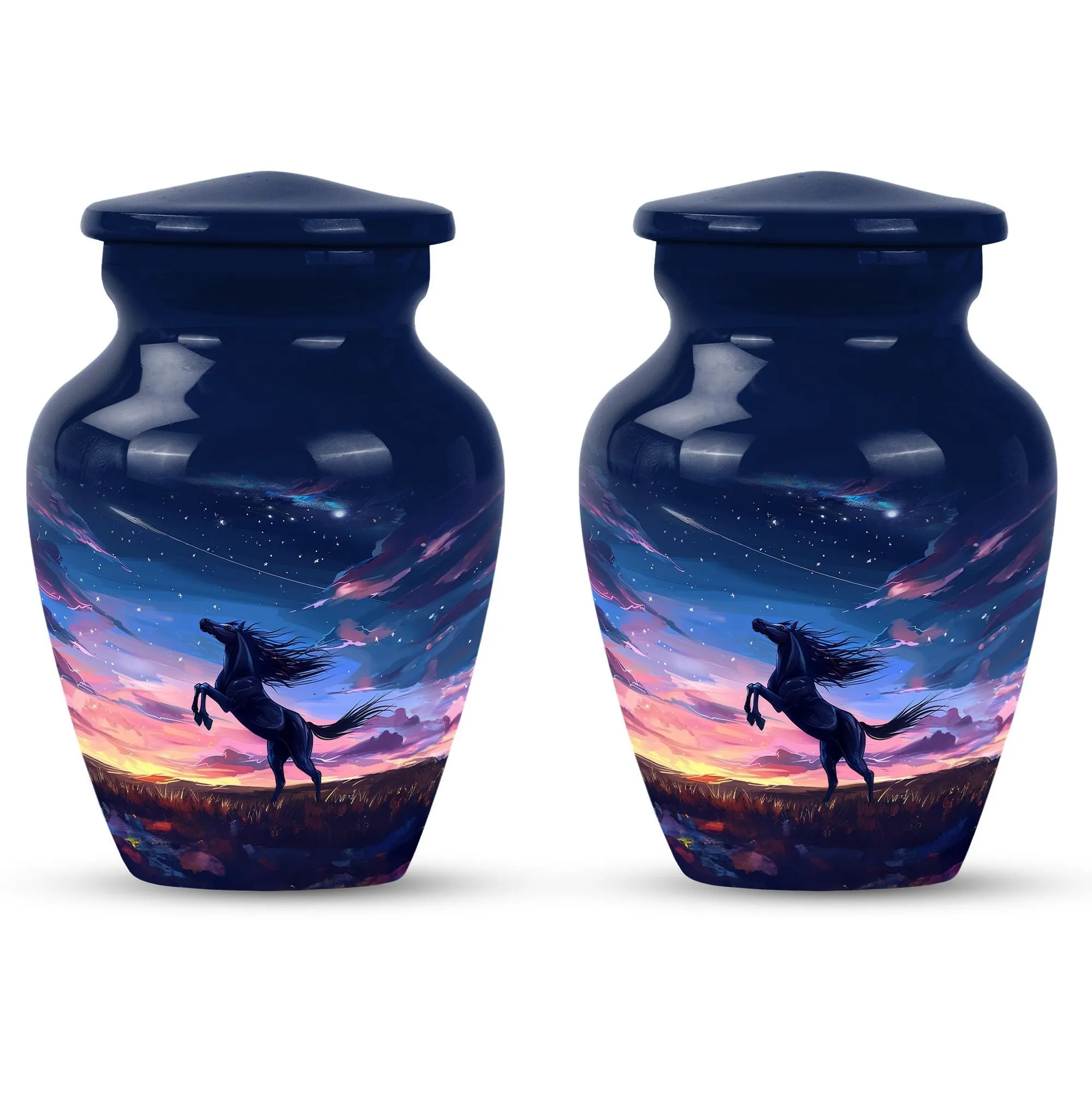 Symbolic Farewell: Horse-Themed Aluminium Memorial Urn