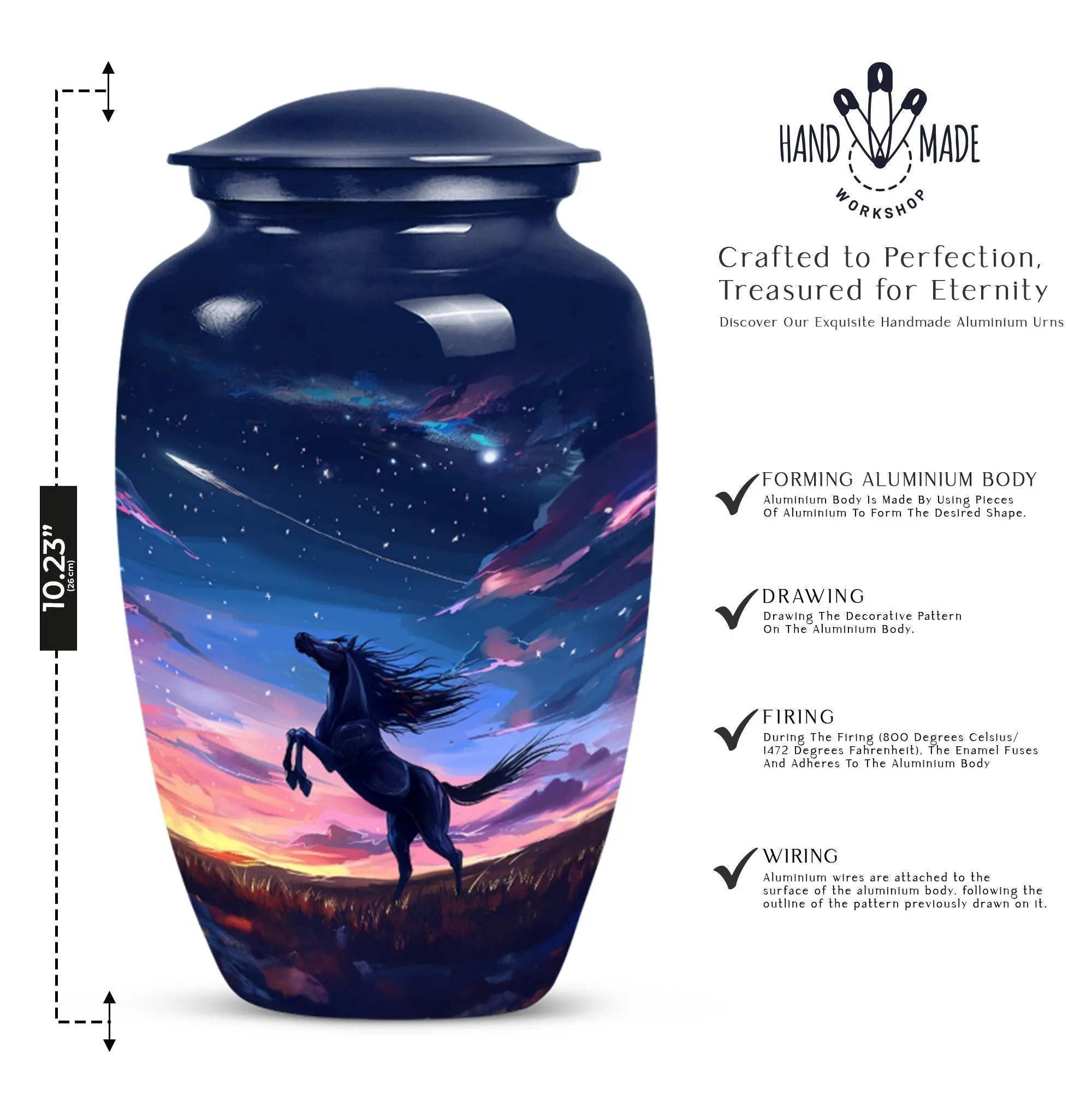 Symbolic Farewell: Horse-Themed Aluminium Memorial Urn
