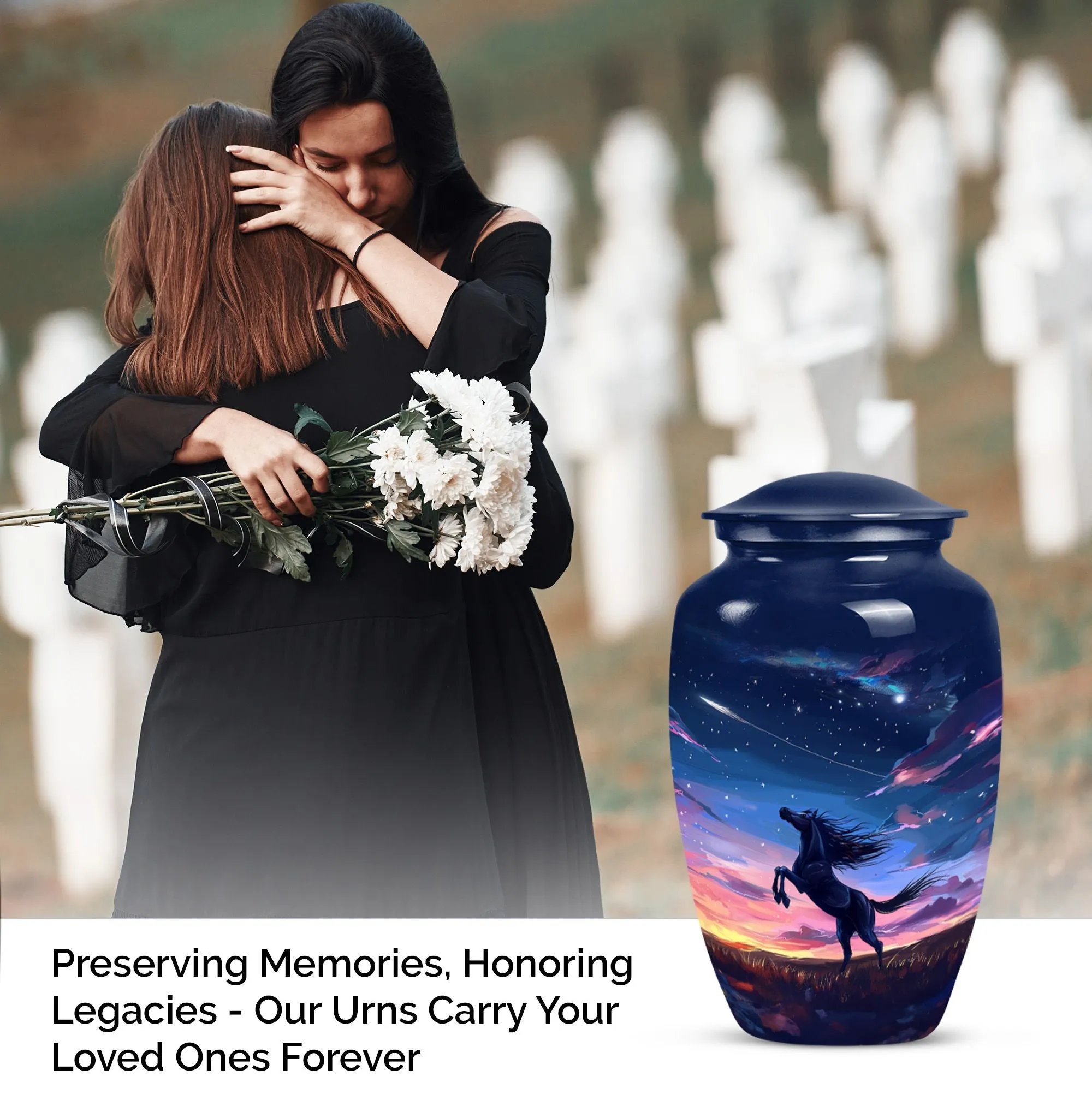 Symbolic Farewell: Horse-Themed Aluminium Memorial Urn