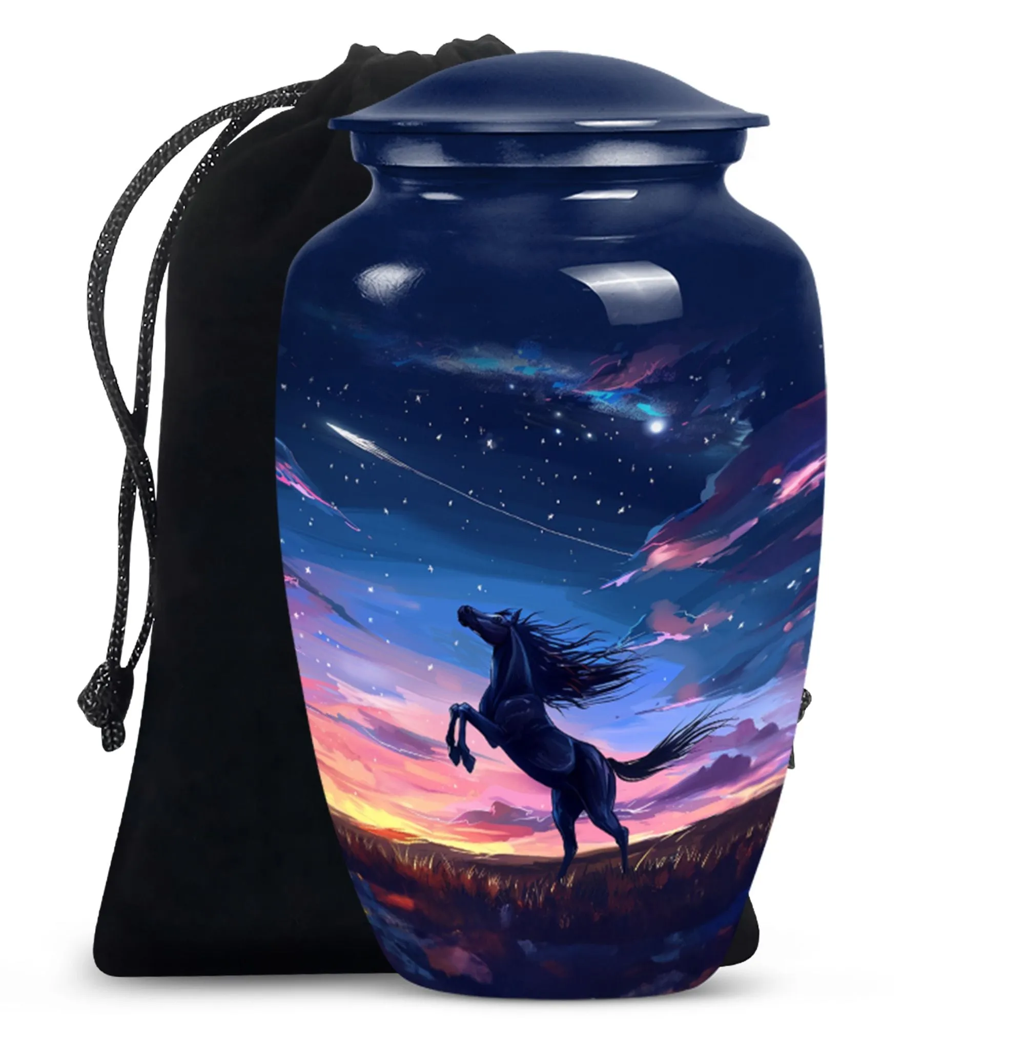 Symbolic Farewell: Horse-Themed Aluminium Memorial Urn