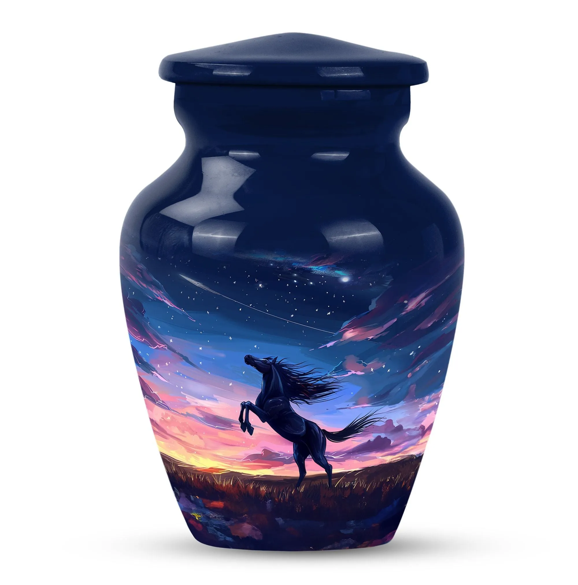 Symbolic Farewell: Horse-Themed Aluminium Memorial Urn