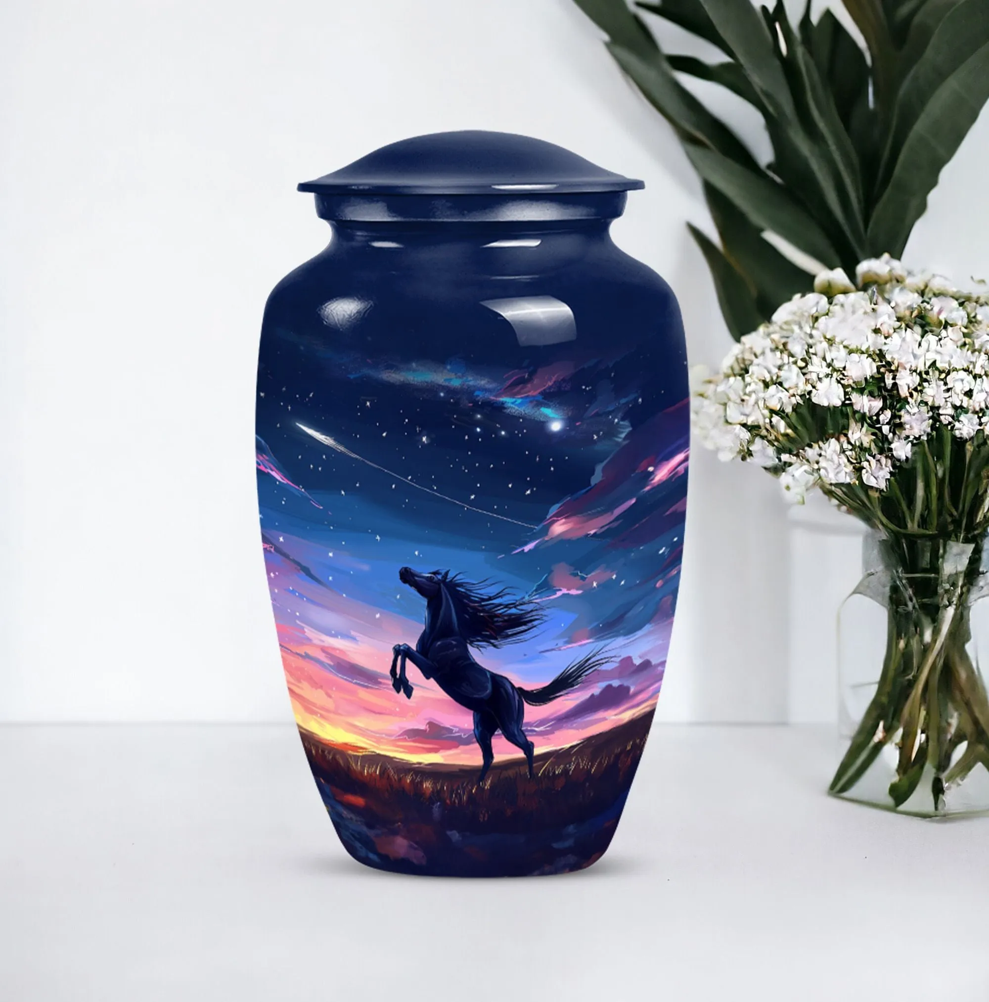 Symbolic Farewell: Horse-Themed Aluminium Memorial Urn