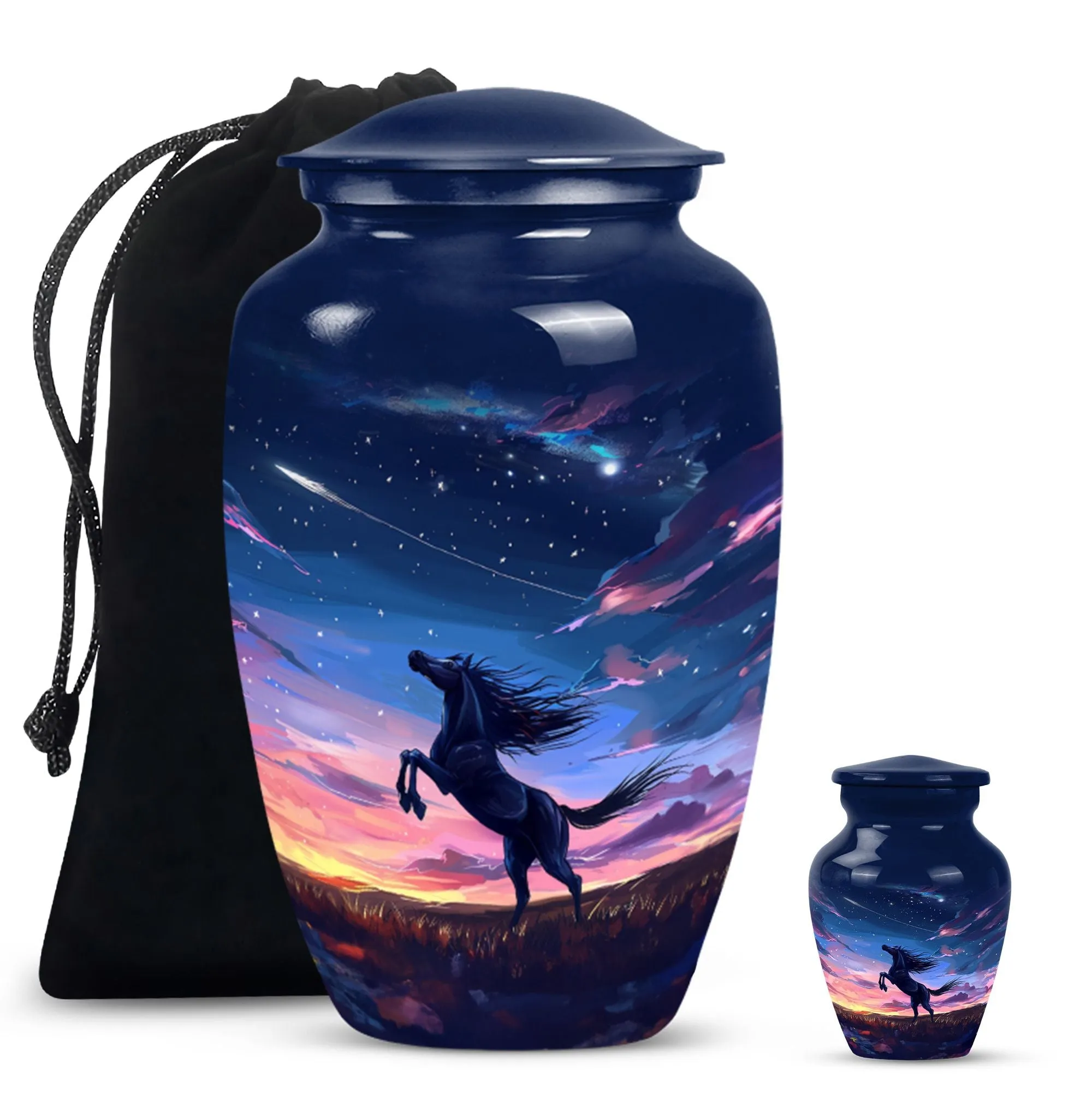 Symbolic Farewell: Horse-Themed Aluminium Memorial Urn