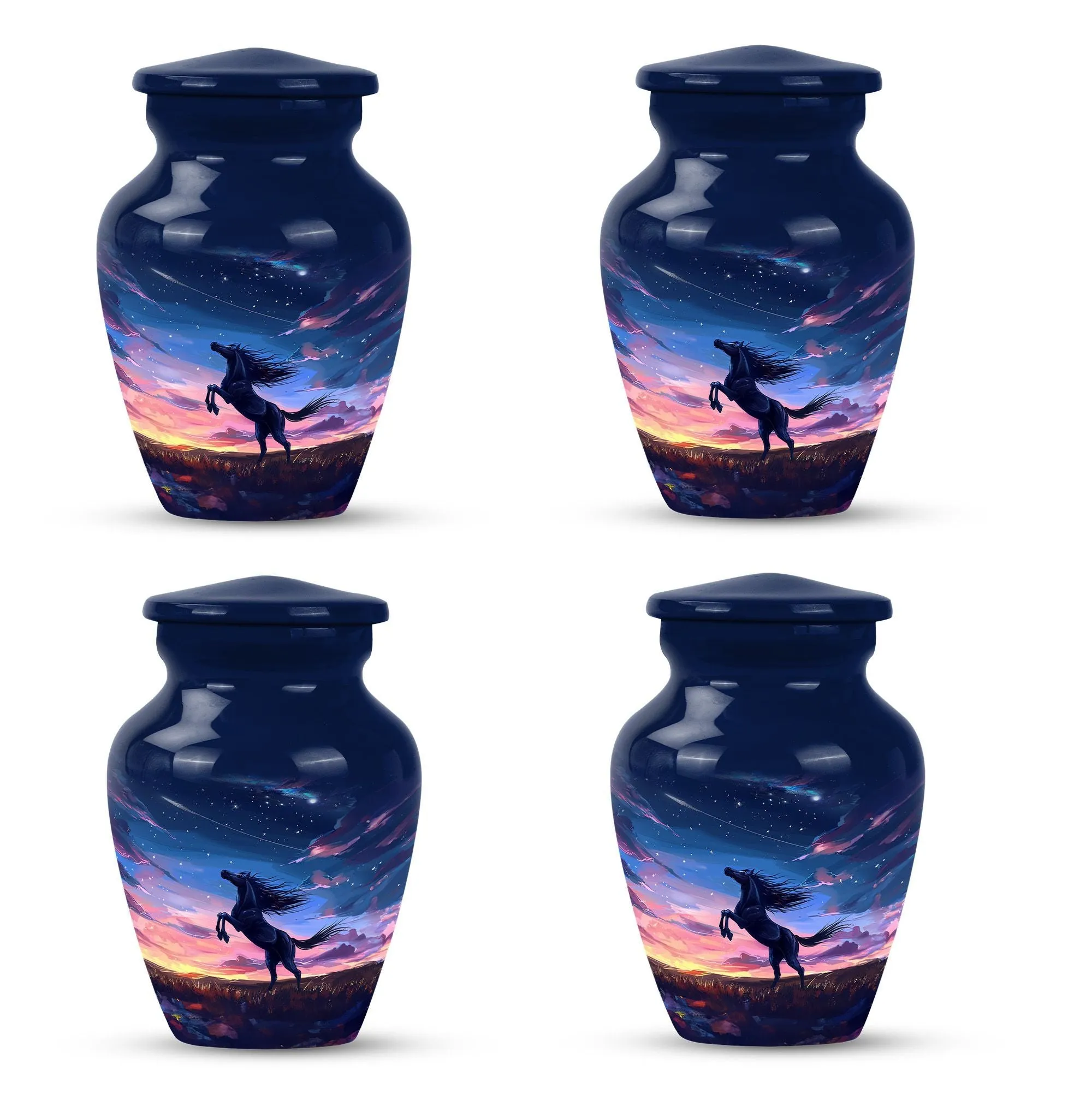 Symbolic Farewell: Horse-Themed Aluminium Memorial Urn