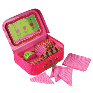 Take-Along Tin Tea Set | 20-Piece Service for 4 with Tray, Tea Pot & Accessories