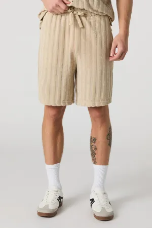 Terry Striped Drawstring Short