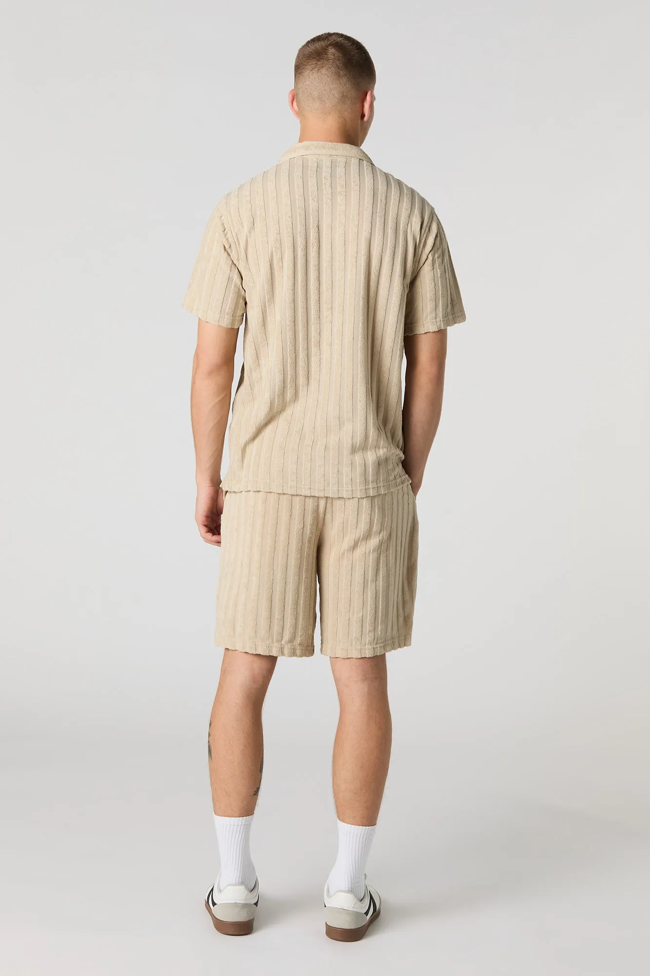 Terry Striped Drawstring Short