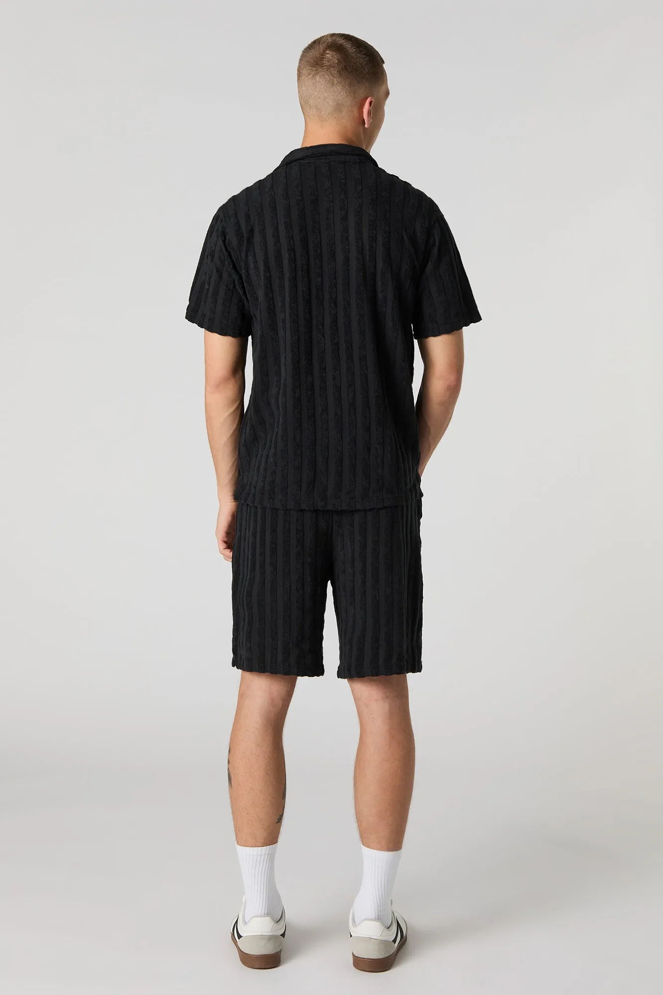 Terry Striped Drawstring Short
