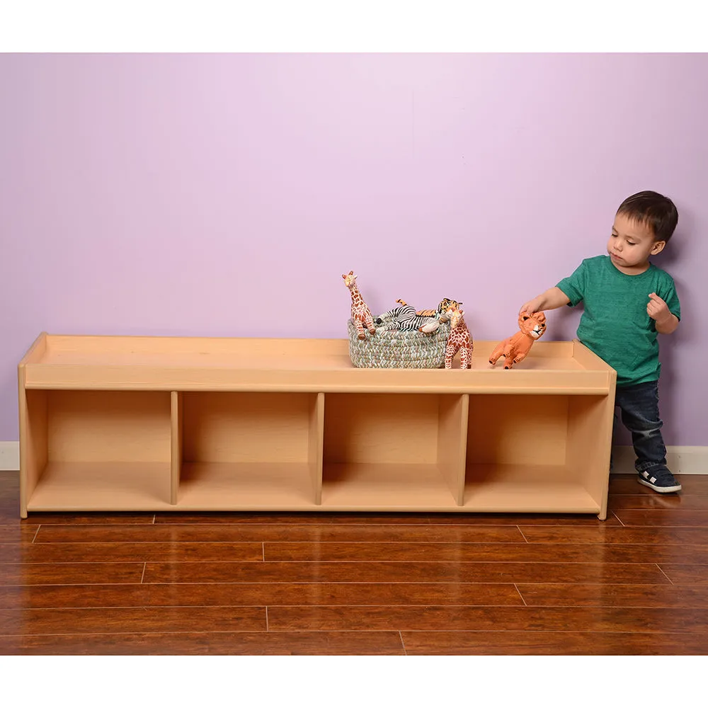 Toddler-Sized Open Storage Unit with Lip Edge | 60” Baltic Birch Shelf and Work Surface