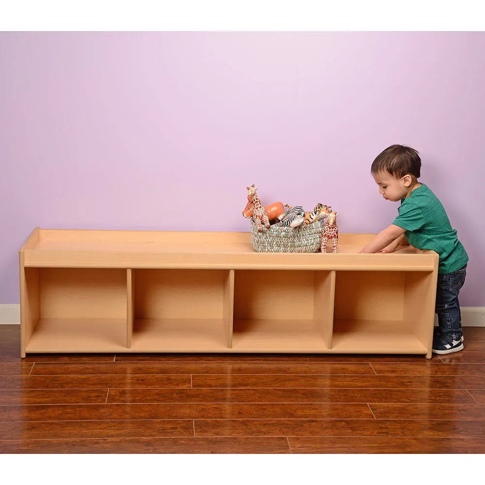 Toddler-Sized Open Storage Unit with Lip Edge | 60” Baltic Birch Shelf and Work Surface