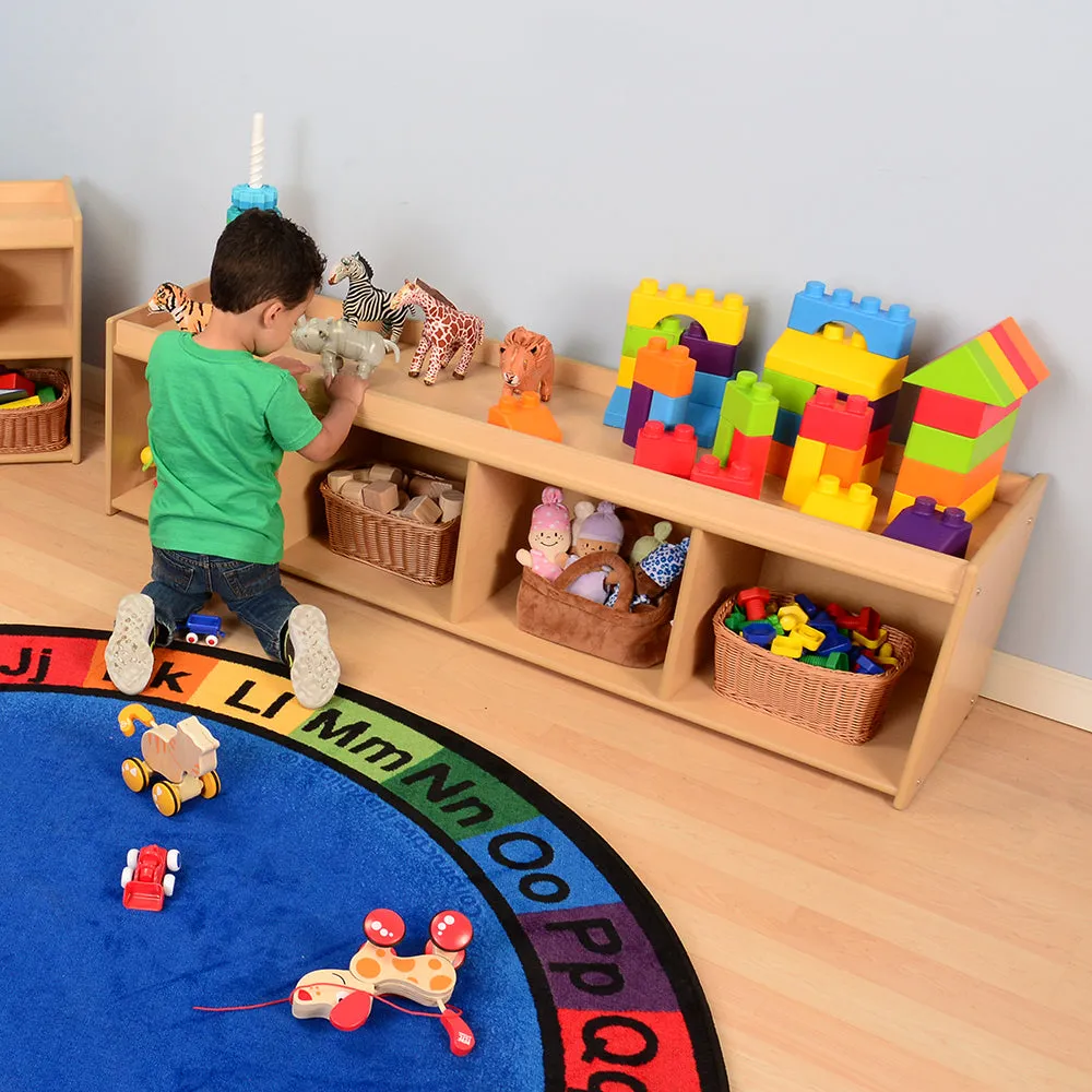 Toddler-Sized Open Storage Unit with Lip Edge | 60” Baltic Birch Shelf and Work Surface