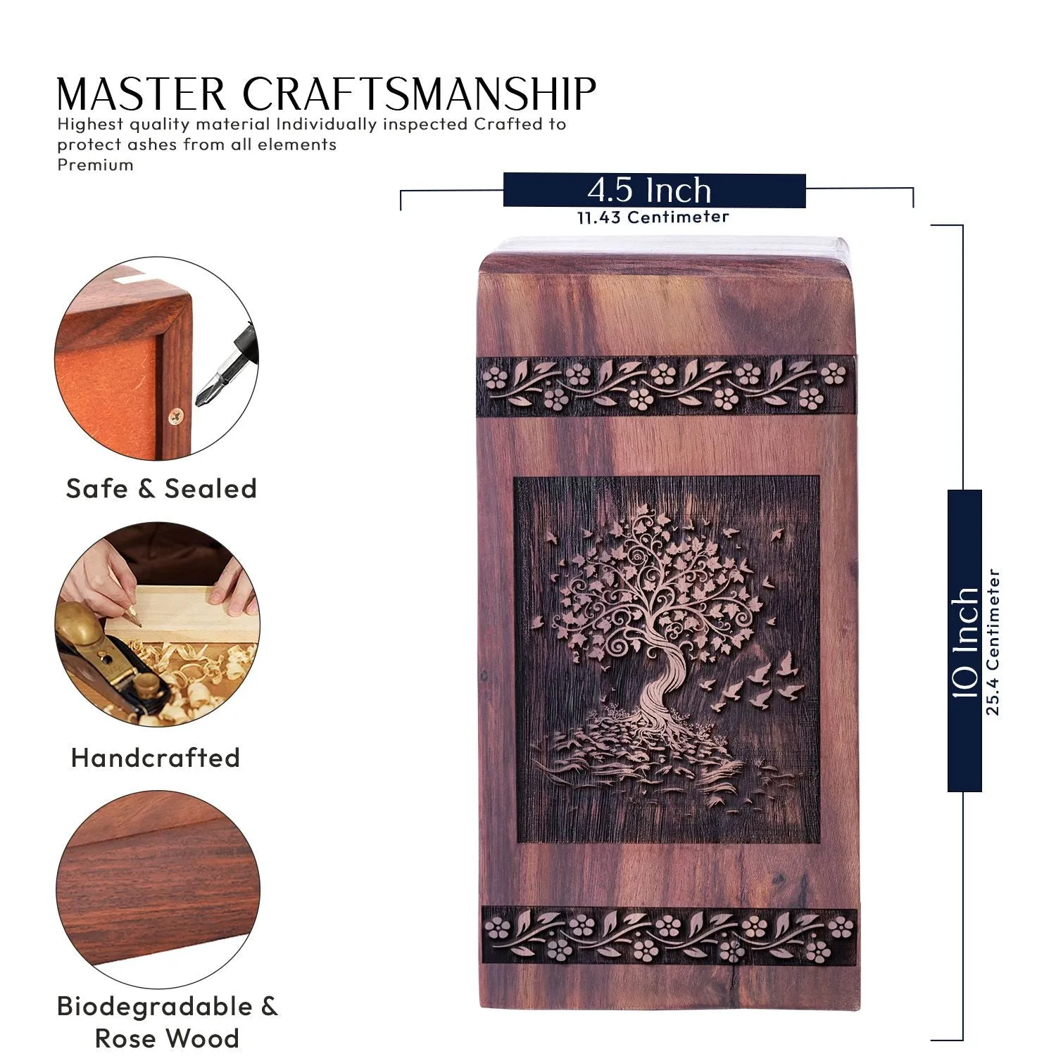 Tree Of Life Wooden Urns - Cremation Containers For Human Ashes
