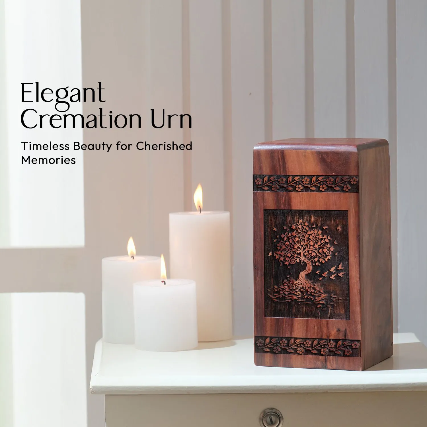 Tree Of Life Wooden Urns - Cremation Containers For Human Ashes