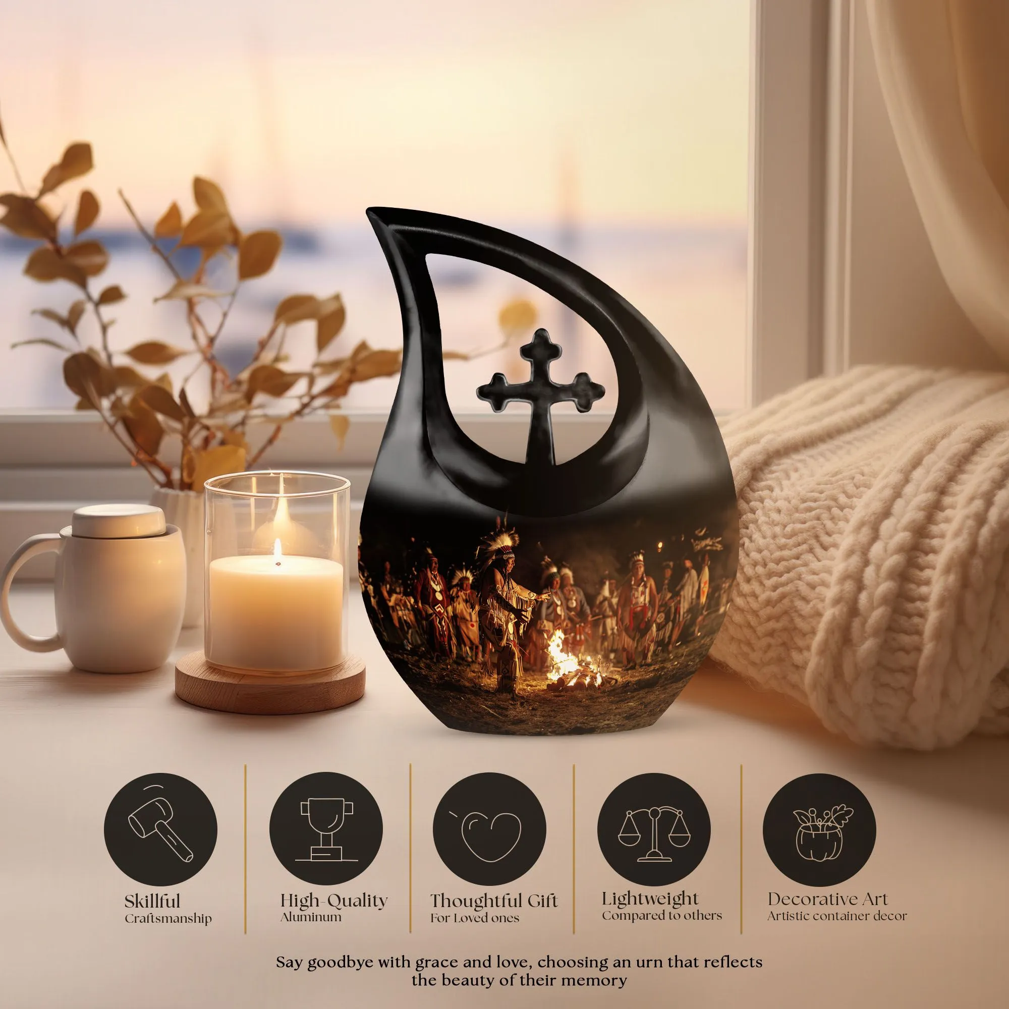 Tribe Man Remembrance: Premium Burial Urn for Adult Human Ashes