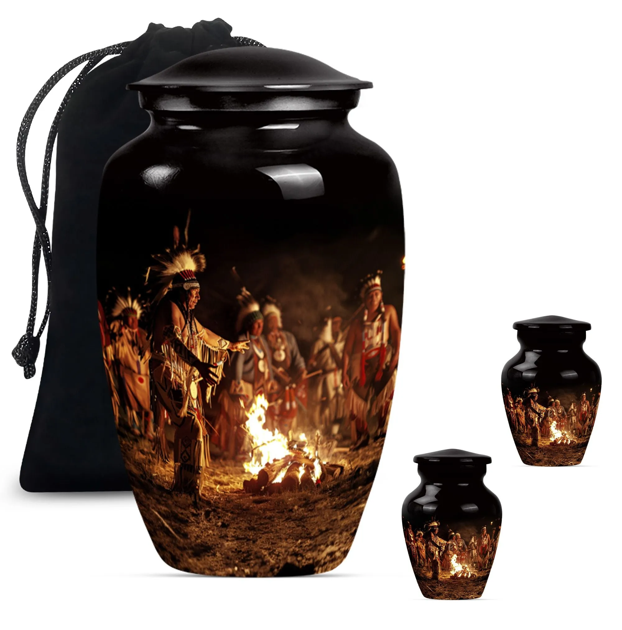 Tribe Man Urn: Elite Wolf Howling Series - Large Cremation Urn