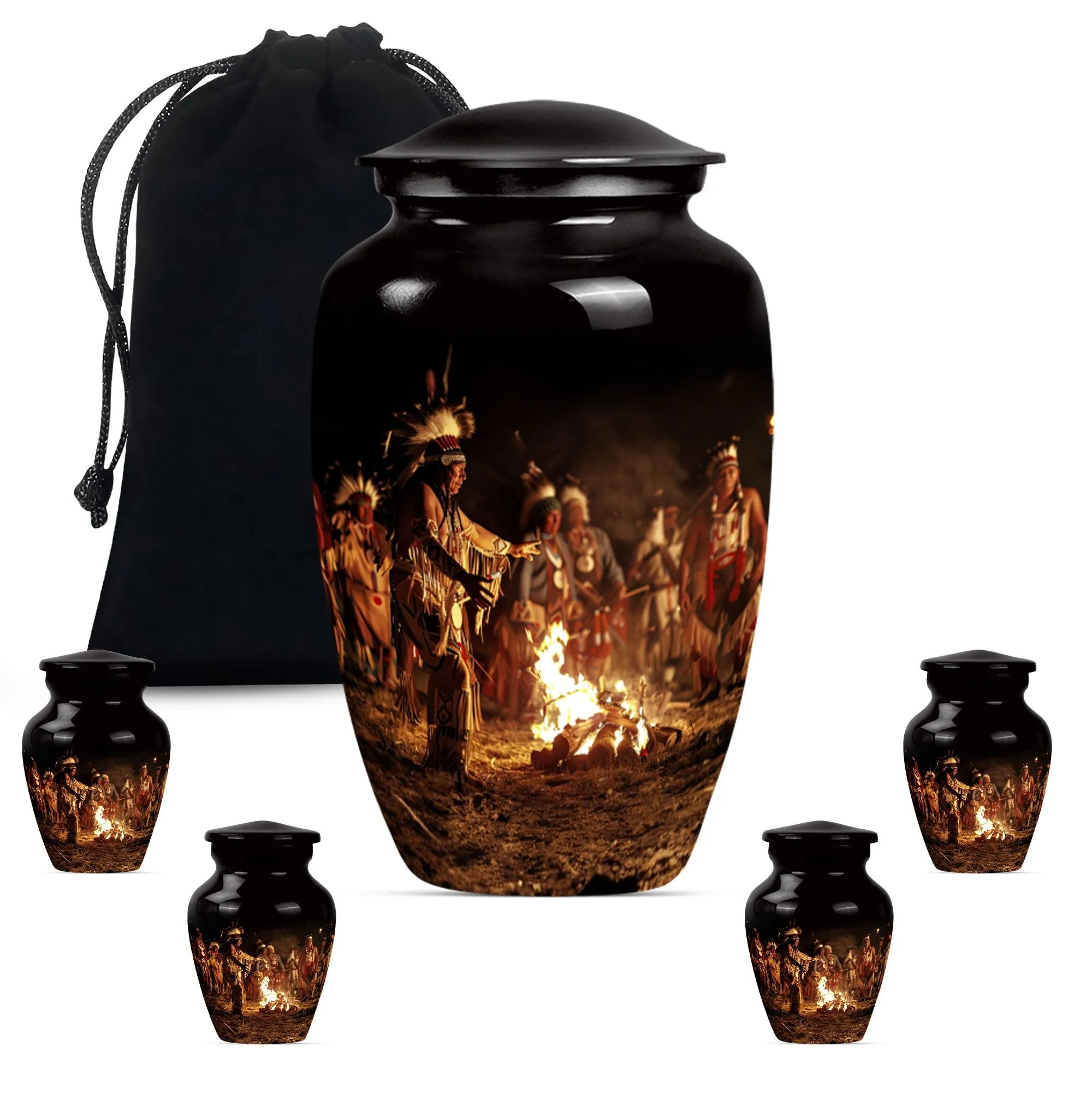 Tribe Man Urn: Elite Wolf Howling Series - Large Cremation Urn