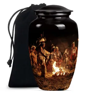 Tribe Man Urn: Elite Wolf Howling Series - Large Cremation Urn