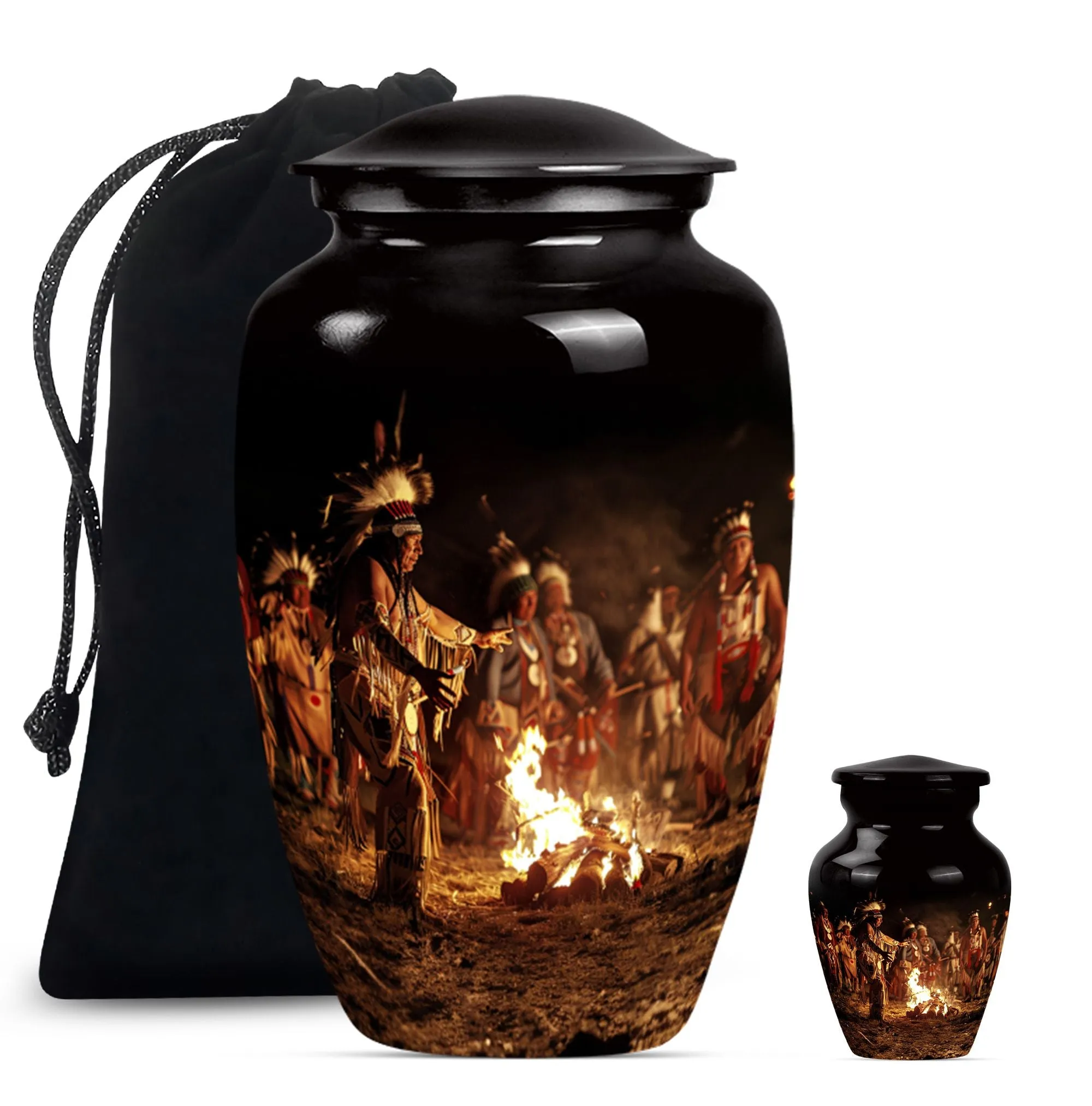 Tribe Man Urn: Elite Wolf Howling Series - Large Cremation Urn