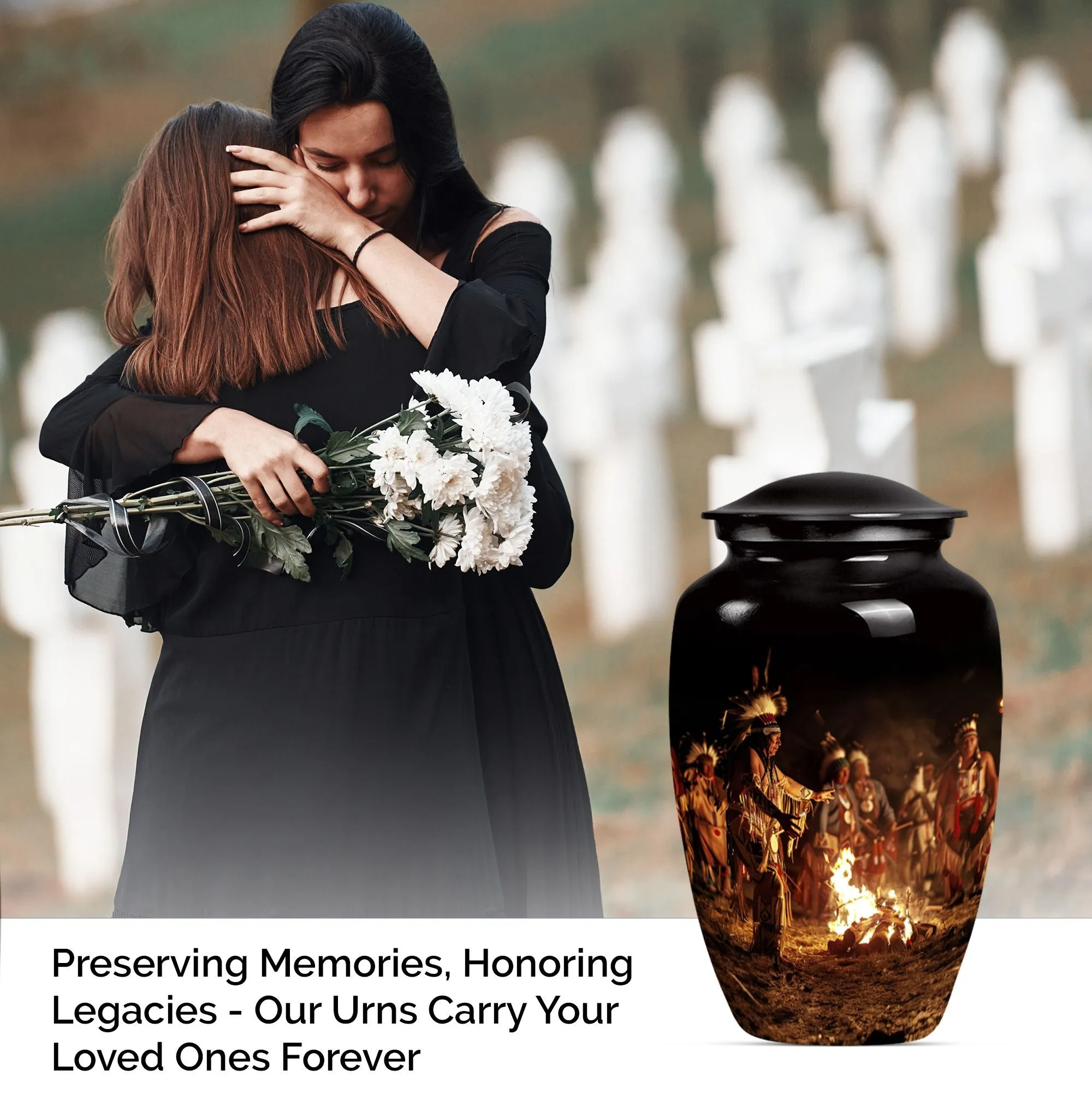 Tribe Man Urn: Elite Wolf Howling Series - Large Cremation Urn