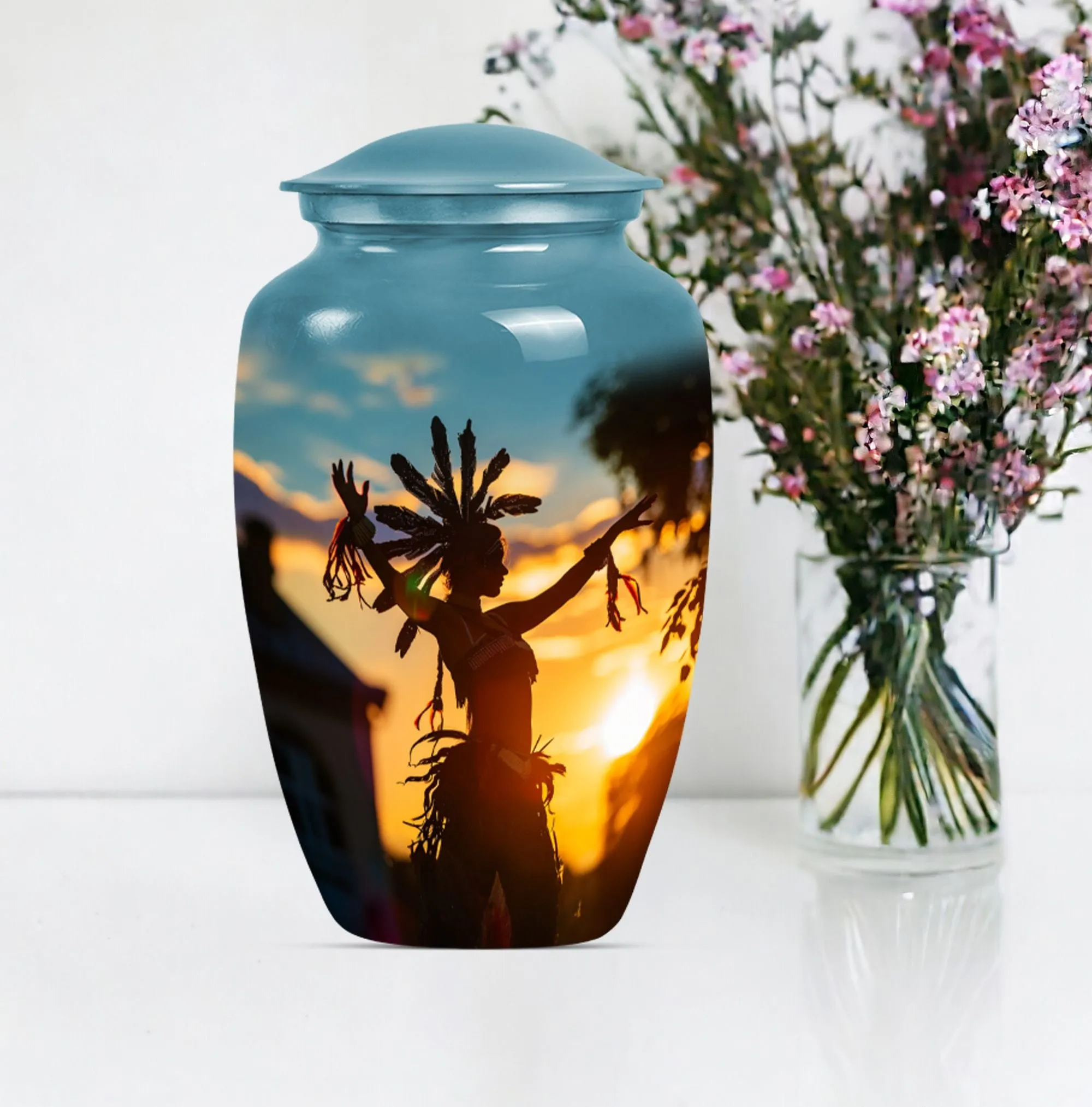 Tribesman Hearth - Wolf Howling Inspired Urn For Human Ashes