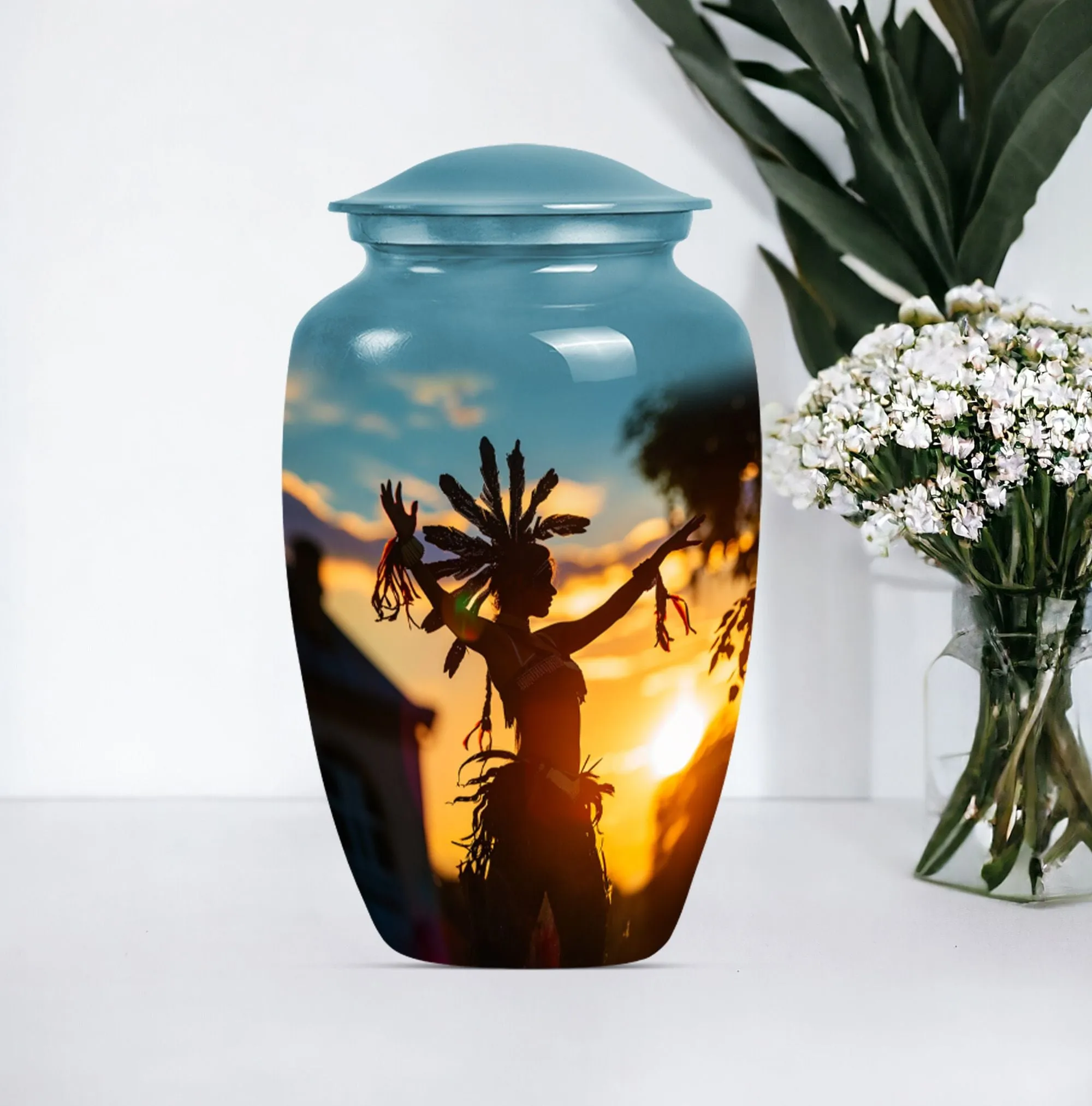 Tribesman Hearth - Wolf Howling Inspired Urn For Human Ashes