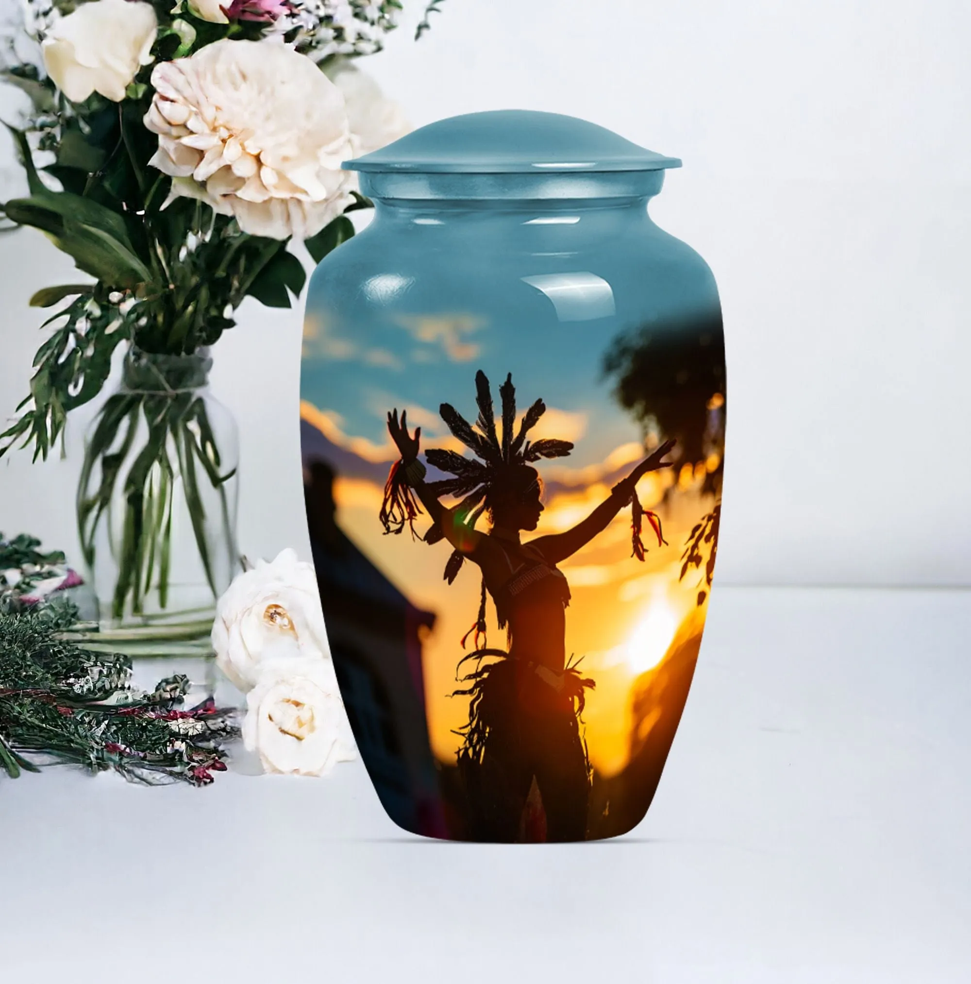 Tribesman Hearth - Wolf Howling Inspired Urn For Human Ashes