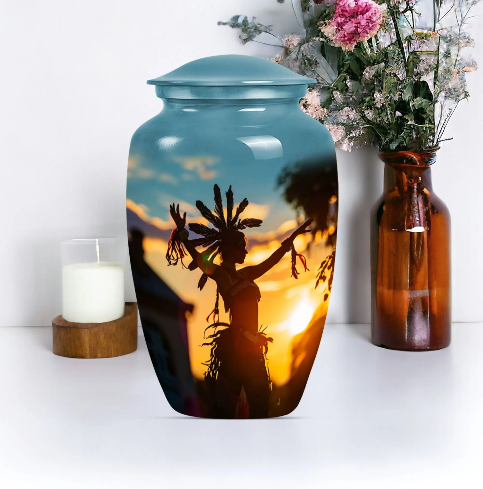 Tribesman Hearth - Wolf Howling Inspired Urn For Human Ashes