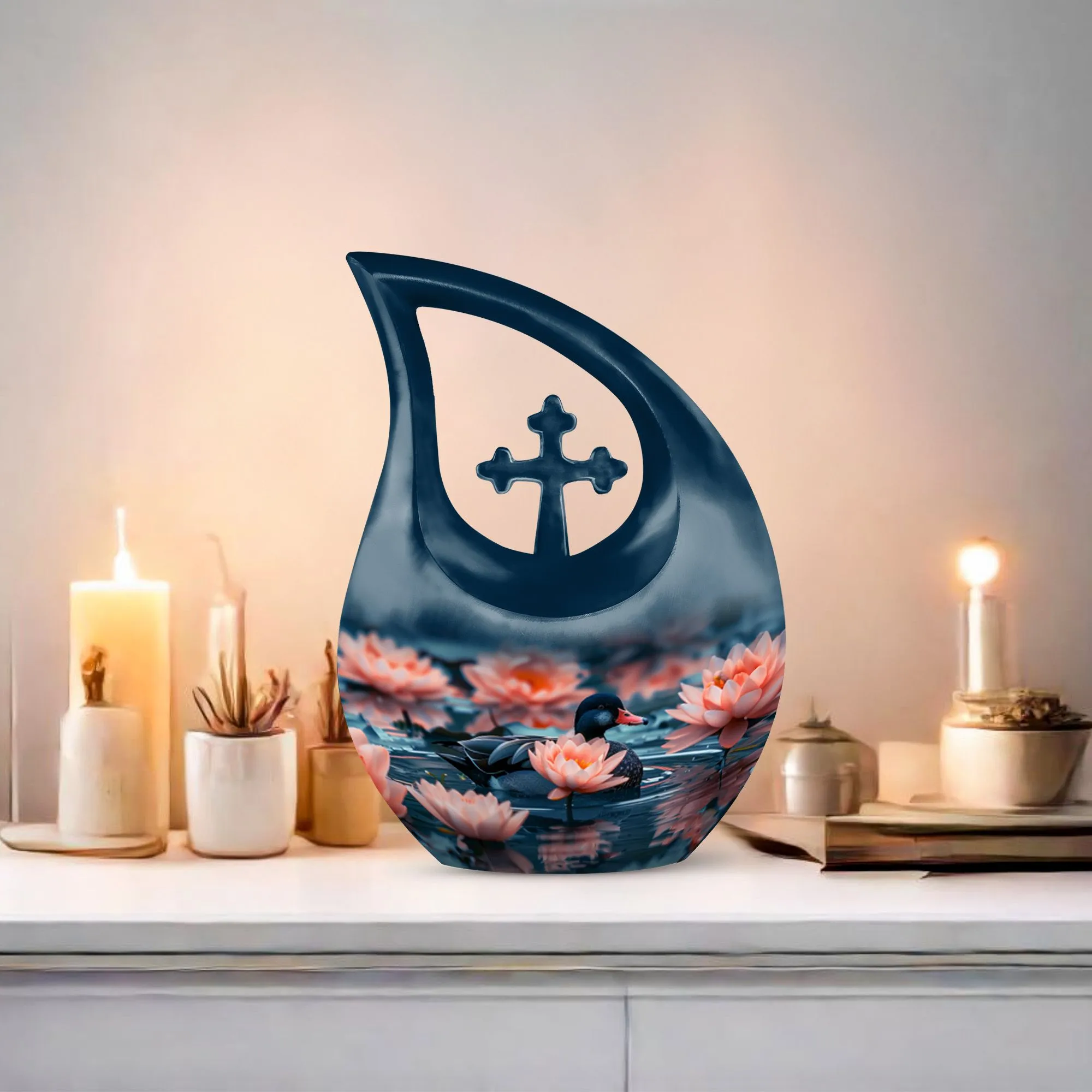 Twilight Lotus Haven Urn-Small Containers For Cremated Ashes
