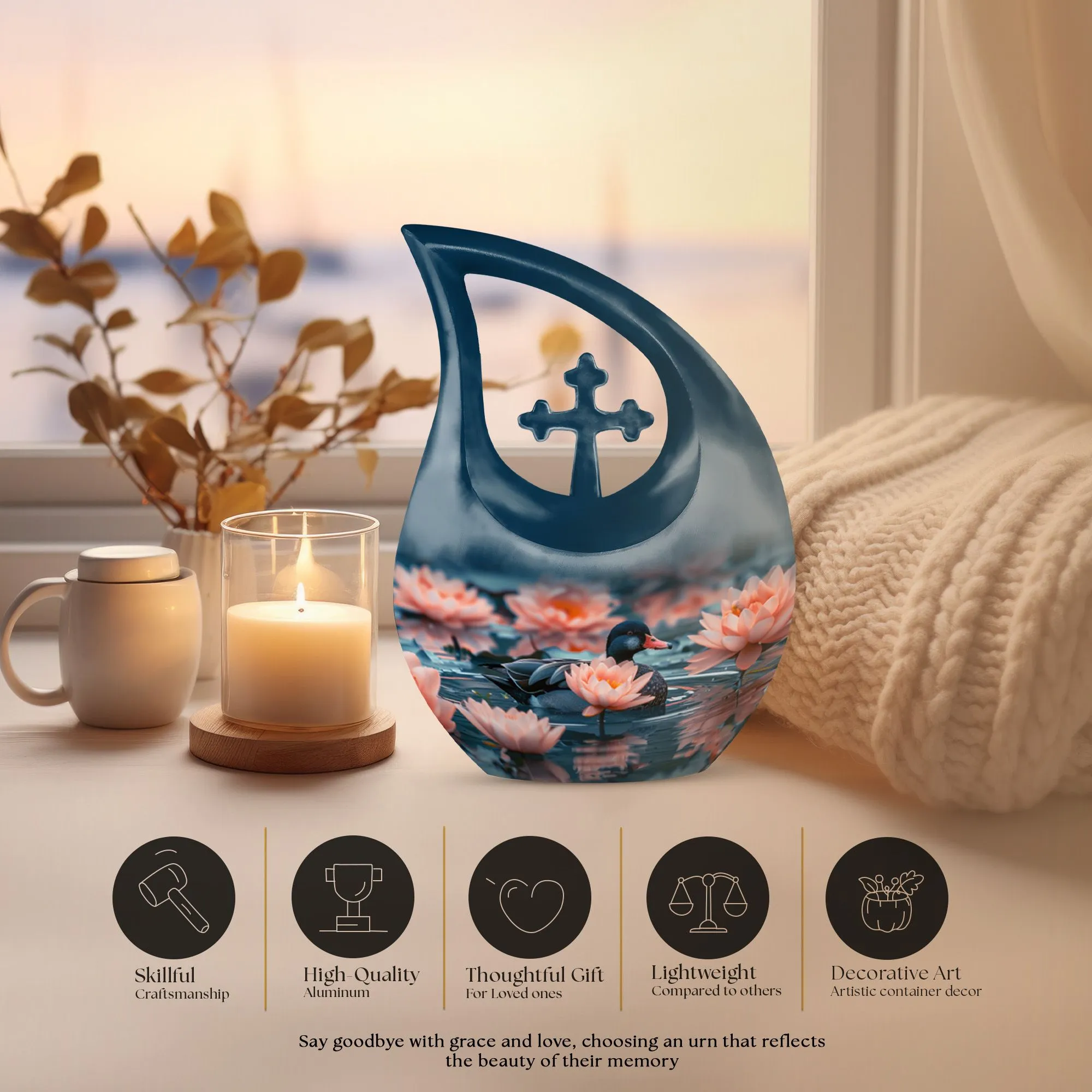 Twilight Lotus Haven Urn-Small Containers For Cremated Ashes