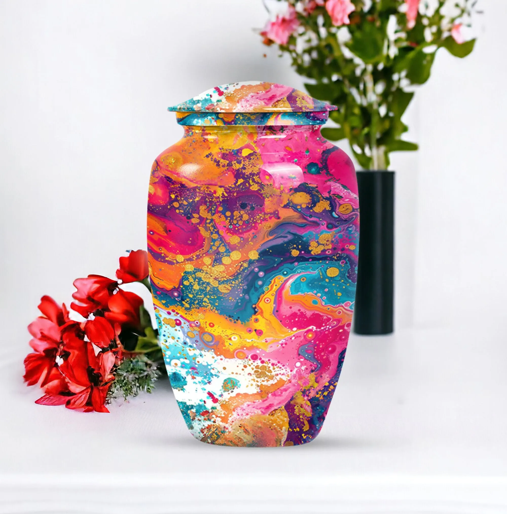 Vibrant Swirl Memorially-Perfect Cremation Urn for Bereaved Souls