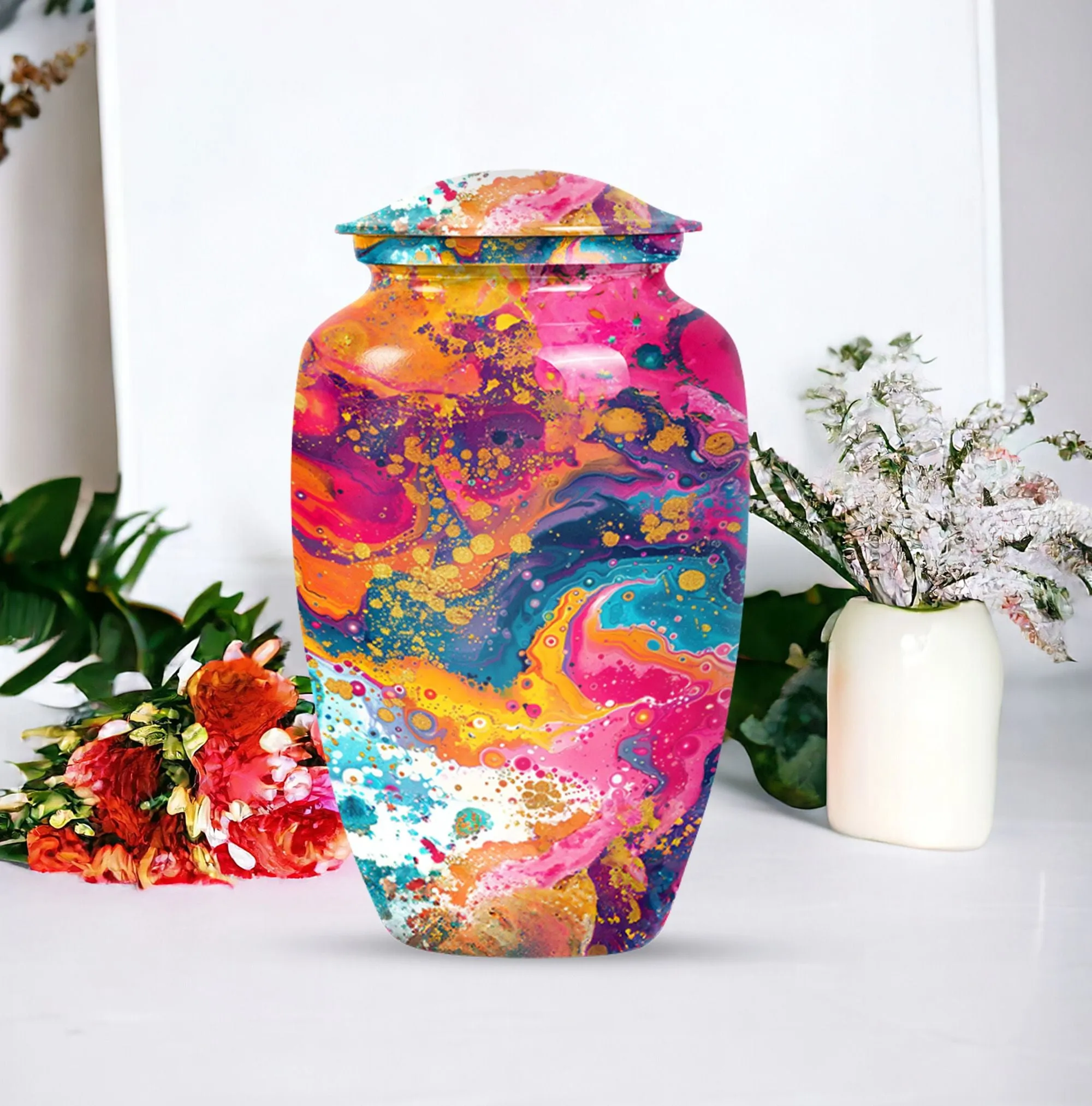 Vibrant Swirl Memorially-Perfect Cremation Urn for Bereaved Souls