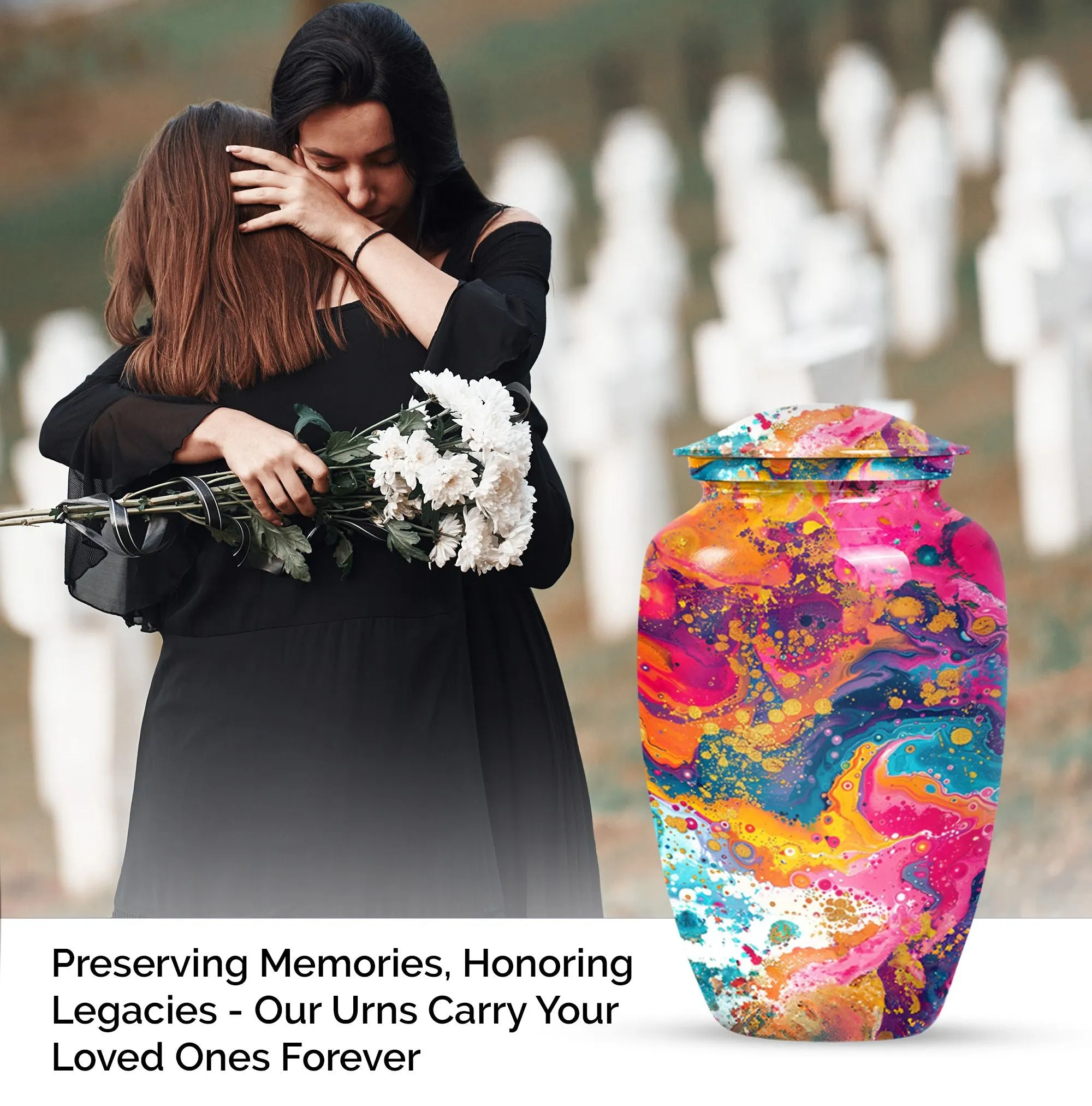 Vibrant Swirl Memorially-Perfect Cremation Urn for Bereaved Souls