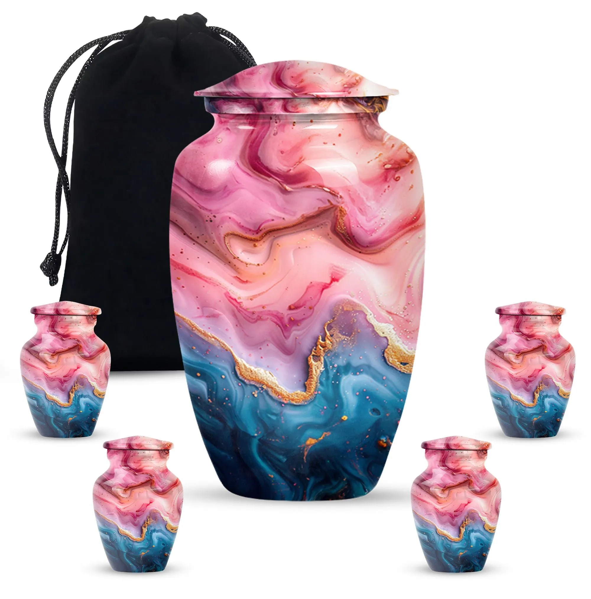 Vibrant Swirl Tribute Urn for Human Ashes Treasured Memories