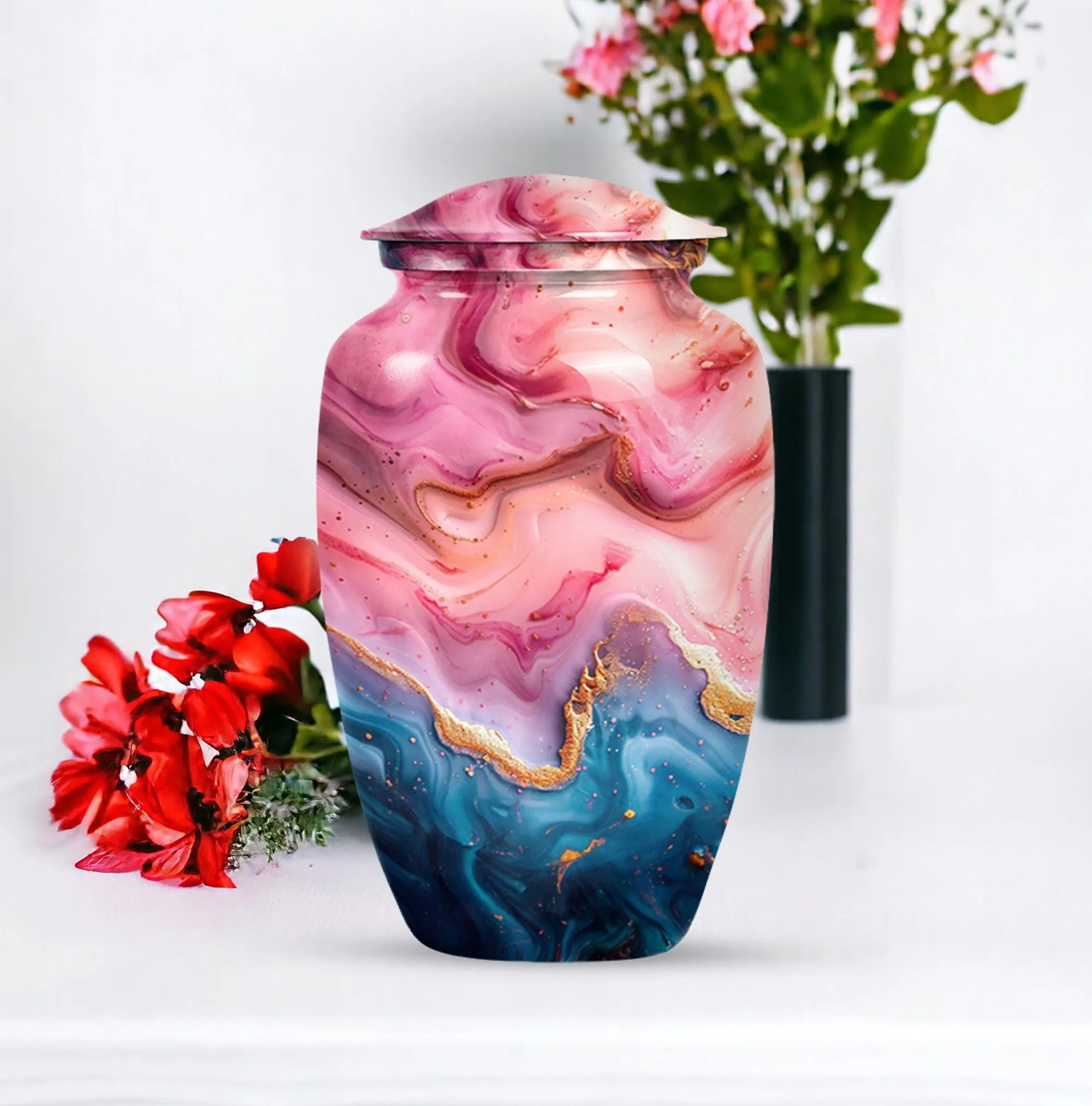 Vibrant Swirl Tribute Urn for Human Ashes Treasured Memories