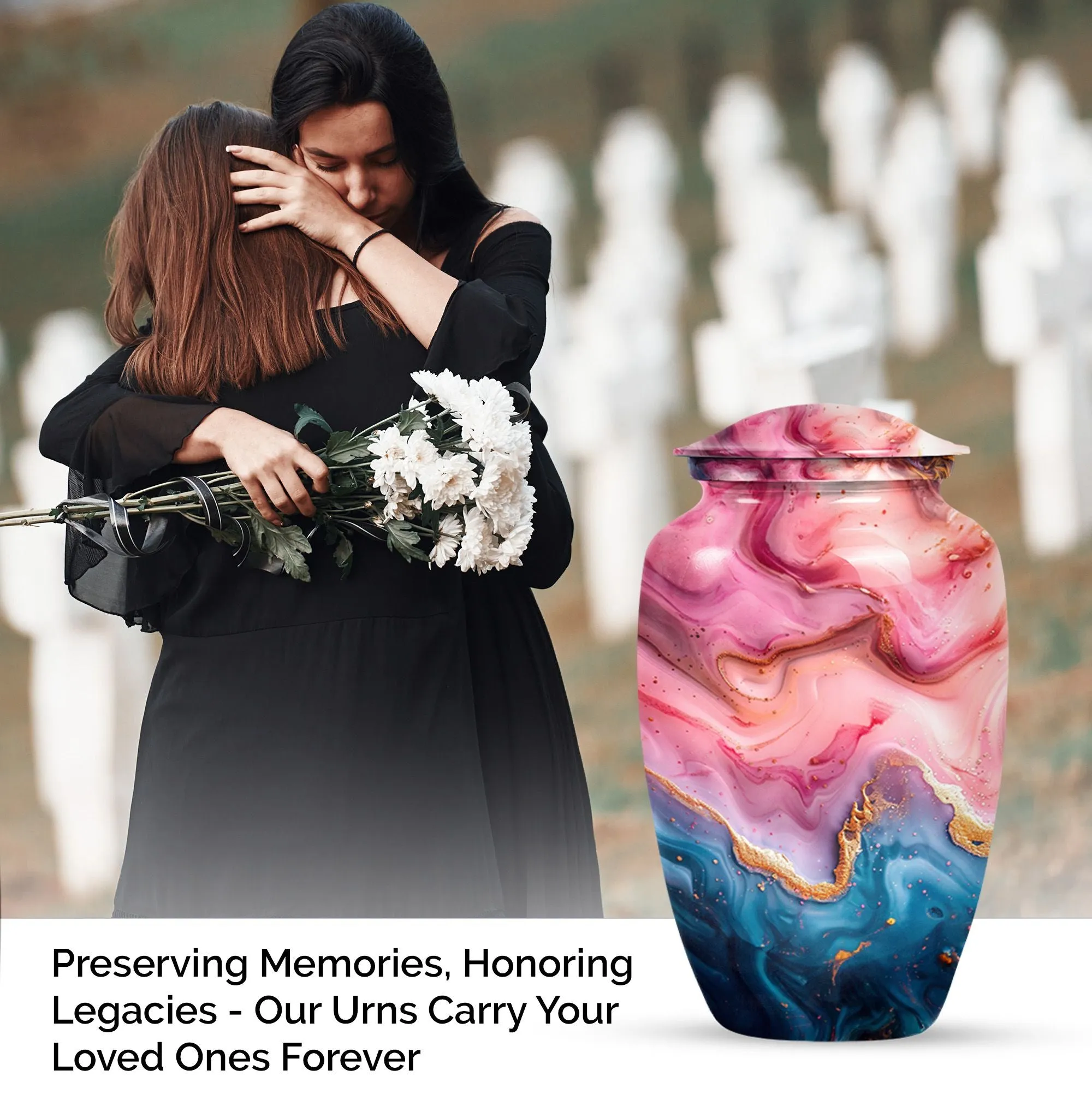 Vibrant Swirl Tribute Urn for Human Ashes Treasured Memories