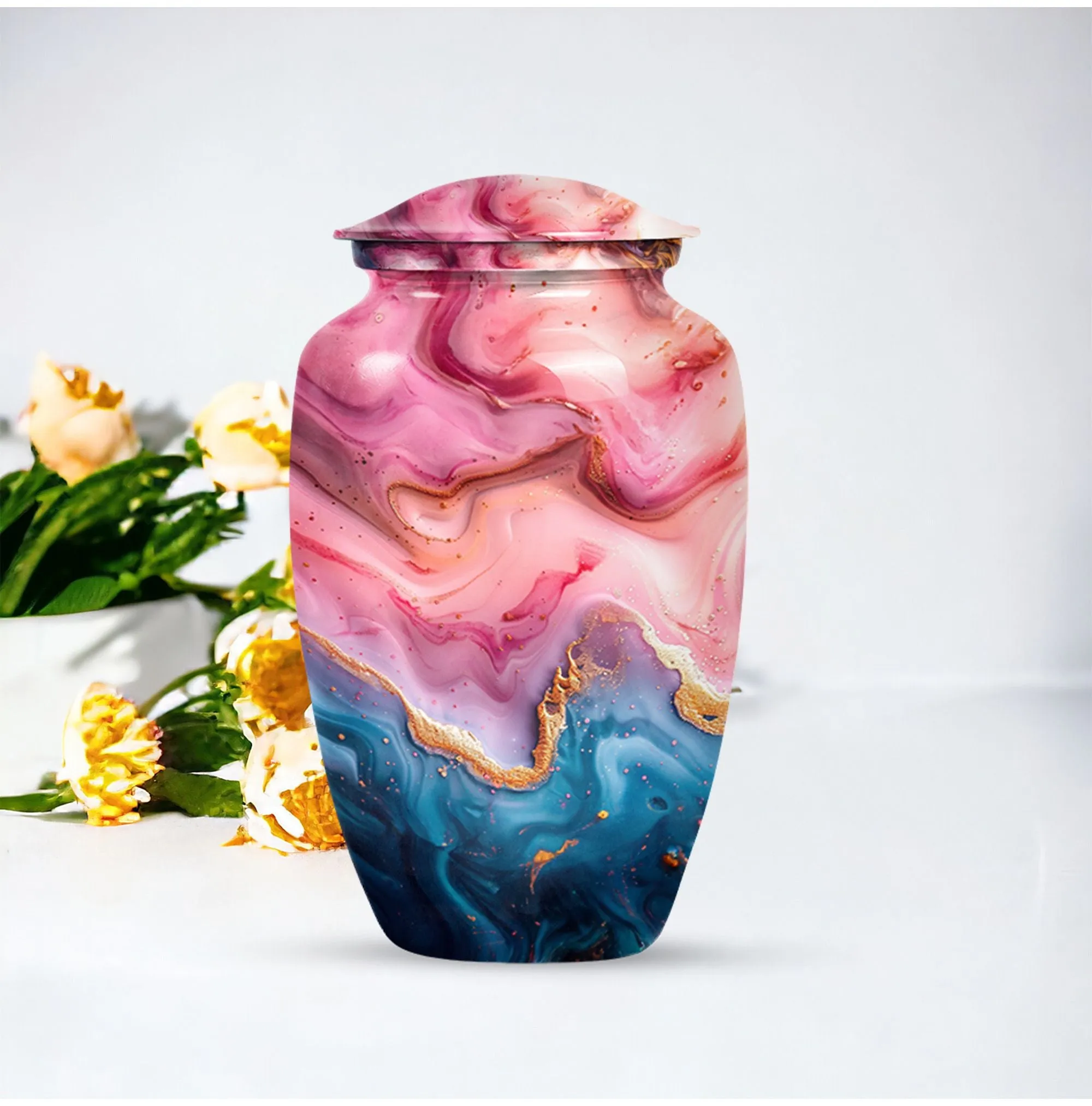 Vibrant Swirl Tribute Urn for Human Ashes Treasured Memories