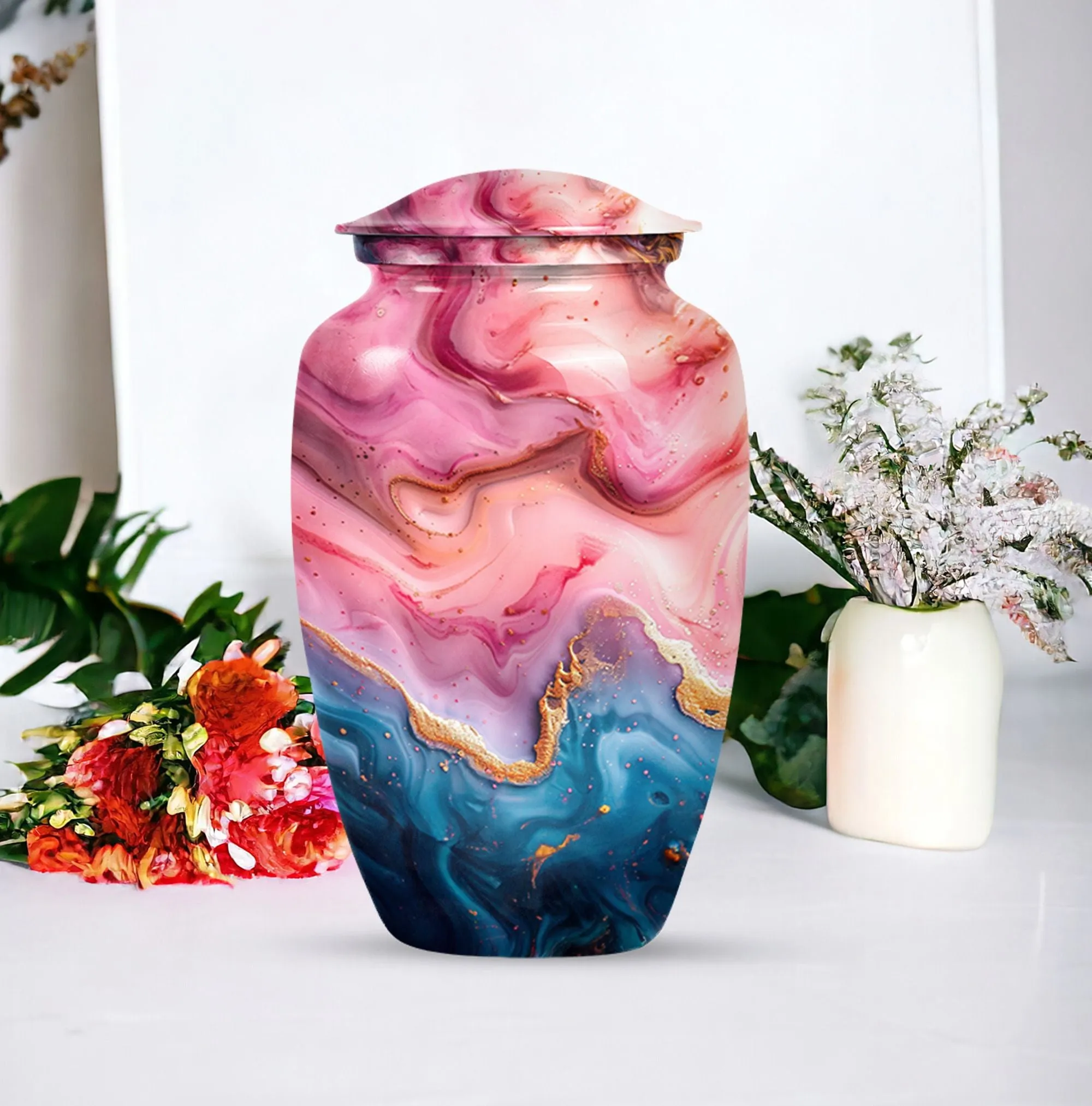 Vibrant Swirl Tribute Urn for Human Ashes Treasured Memories