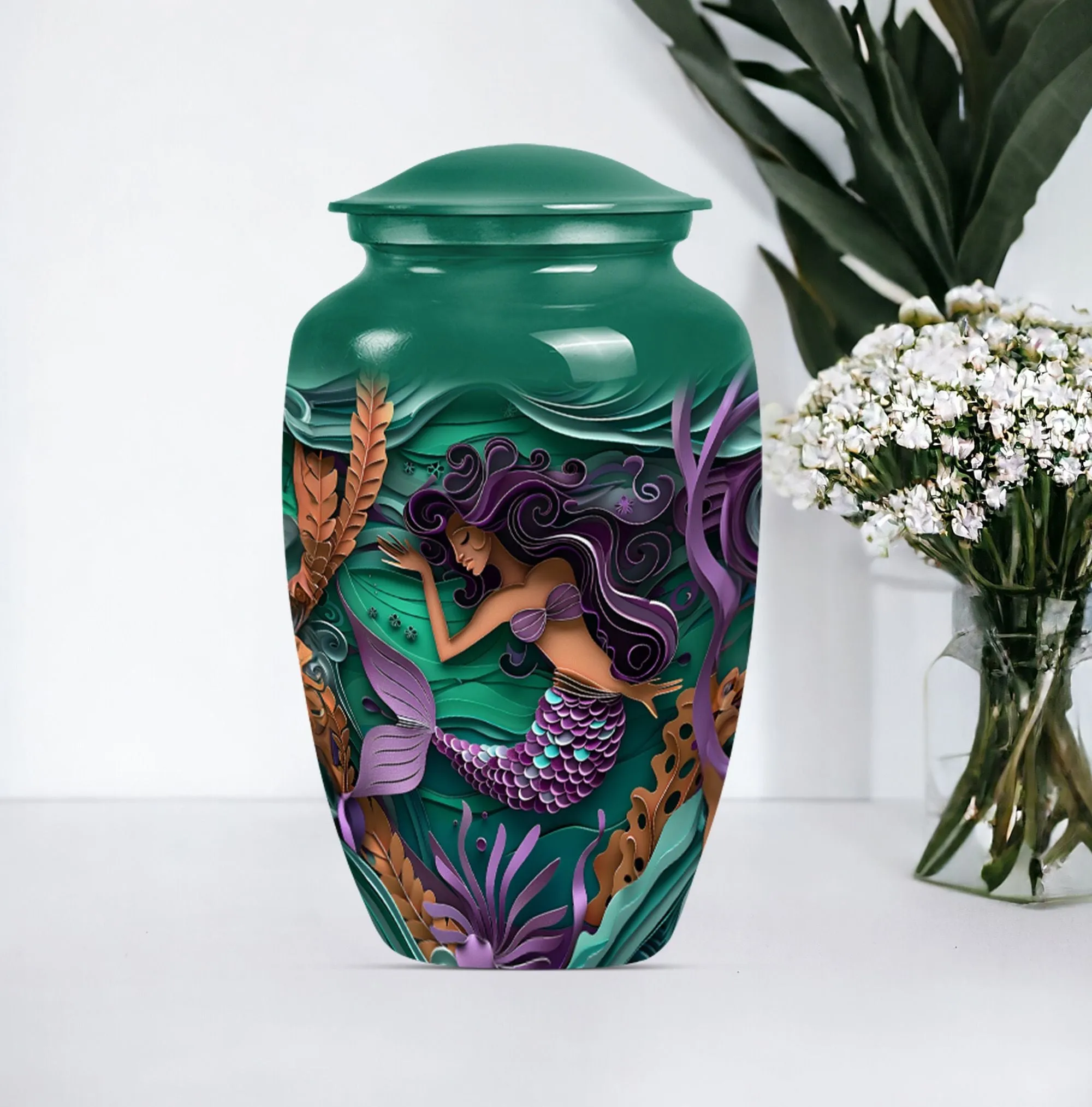 Whispers from the Sea: Mermaid Memorial Urn for Tranquil Rest