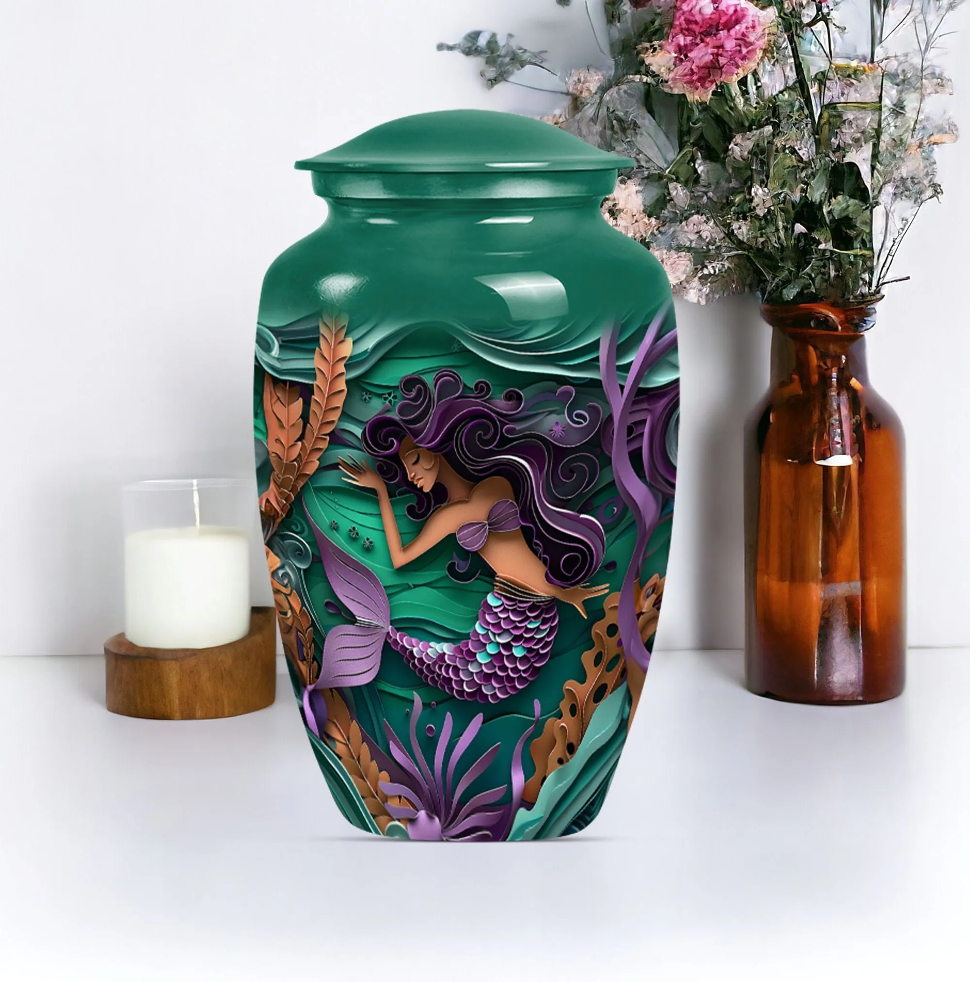 Whispers from the Sea: Mermaid Memorial Urn for Tranquil Rest