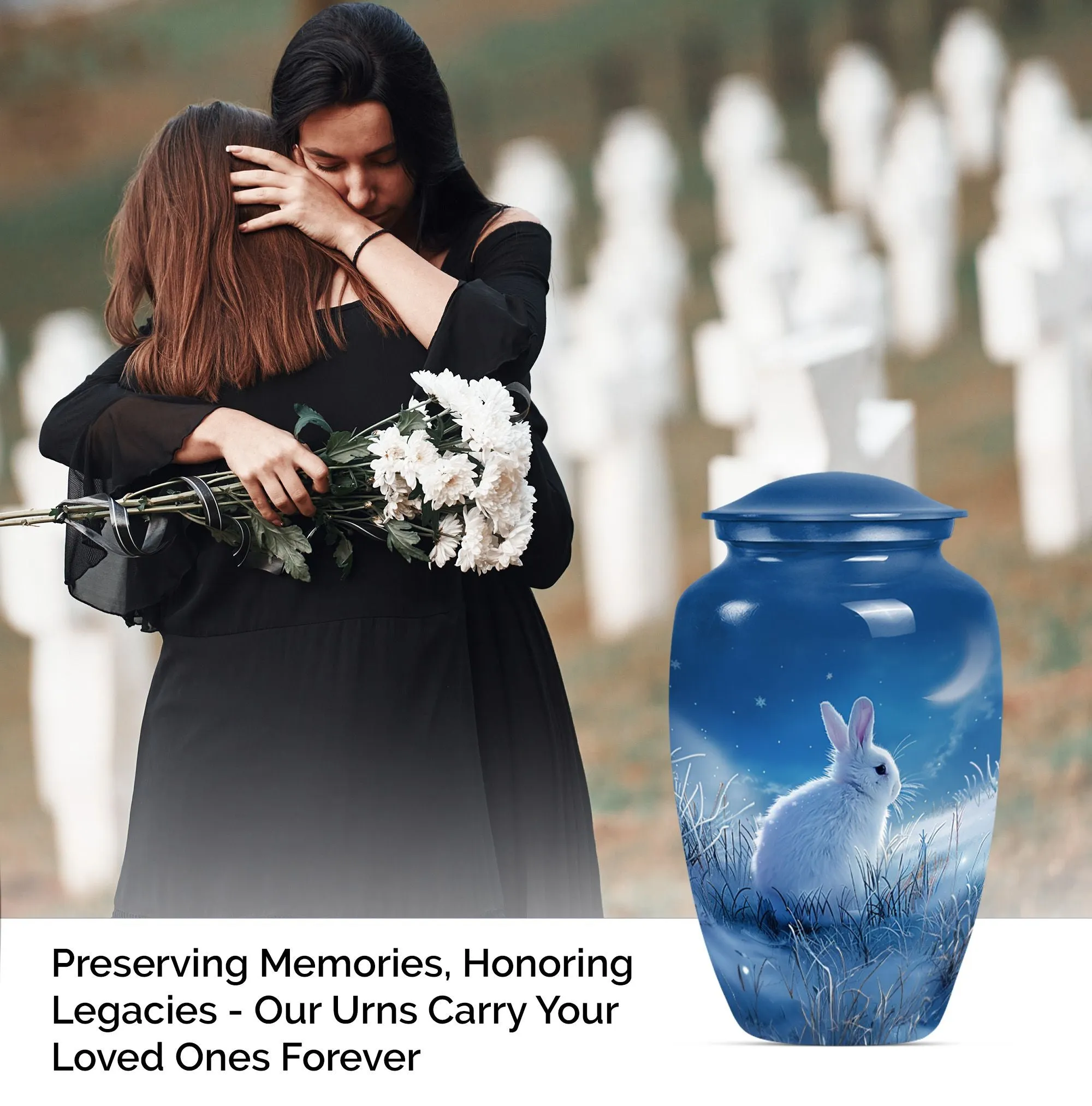 White Bunny Moon – Peaceful Cremation Keepsake Urn For Loved Ones