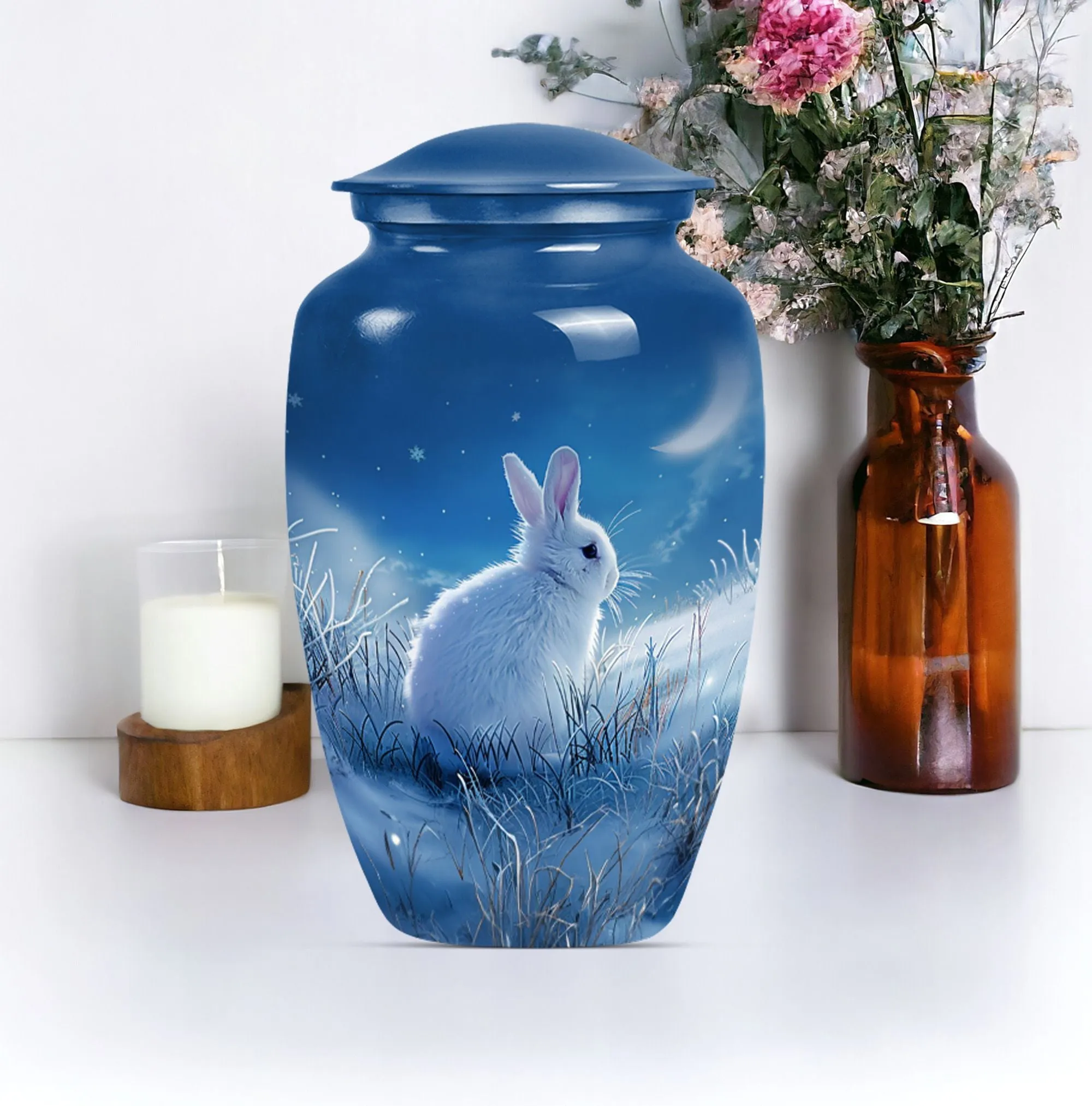 White Bunny Moon – Peaceful Cremation Keepsake Urn For Loved Ones