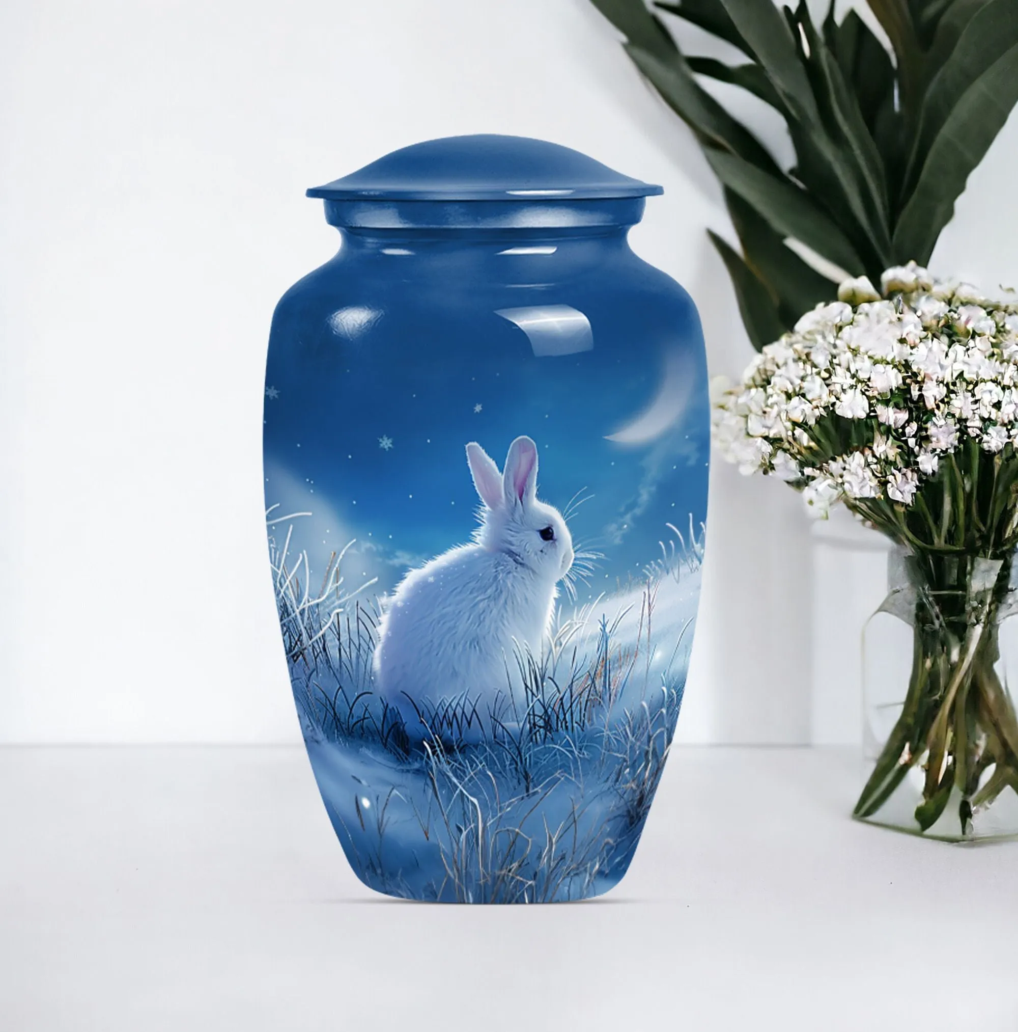 White Bunny Moon – Peaceful Cremation Keepsake Urn For Loved Ones