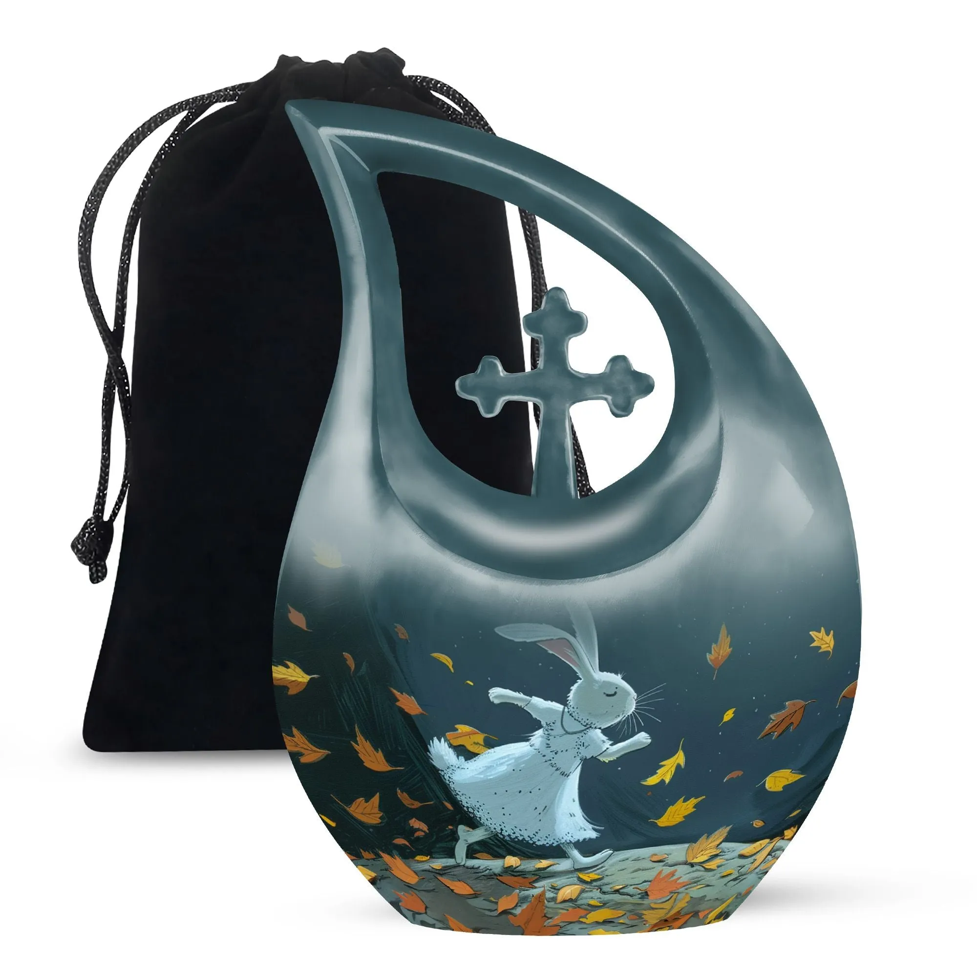 White Bunny Moon Tribute - An Elegant Memorial Urn for Dad